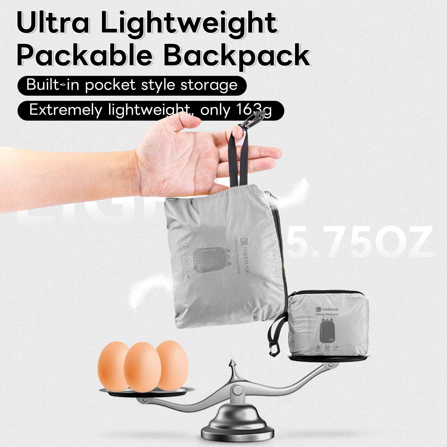 Mochila Plegable Impermeable 24L Nylon 20D Amarillo