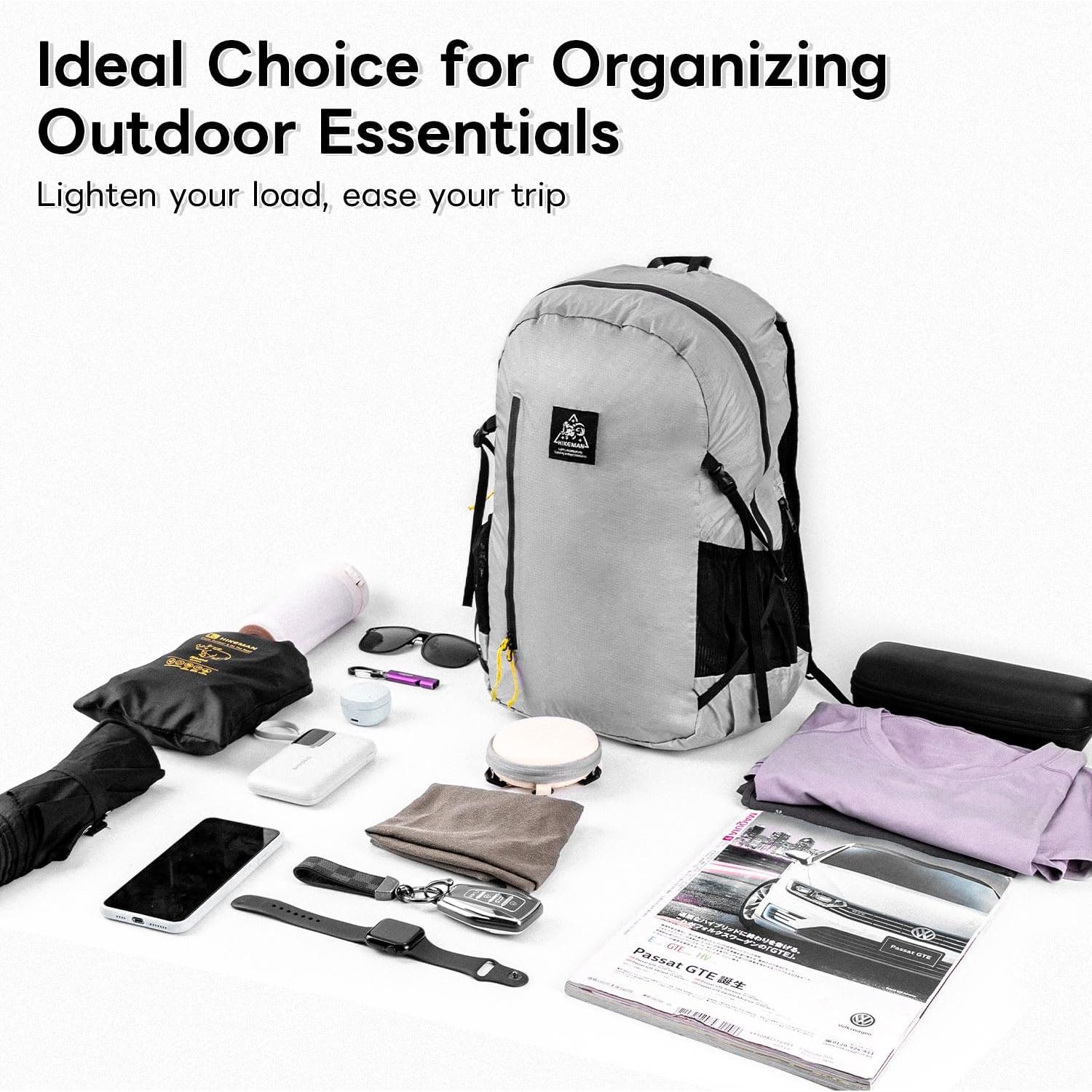 Mochila Plegable Impermeable 24L Nylon 20D Amarillo