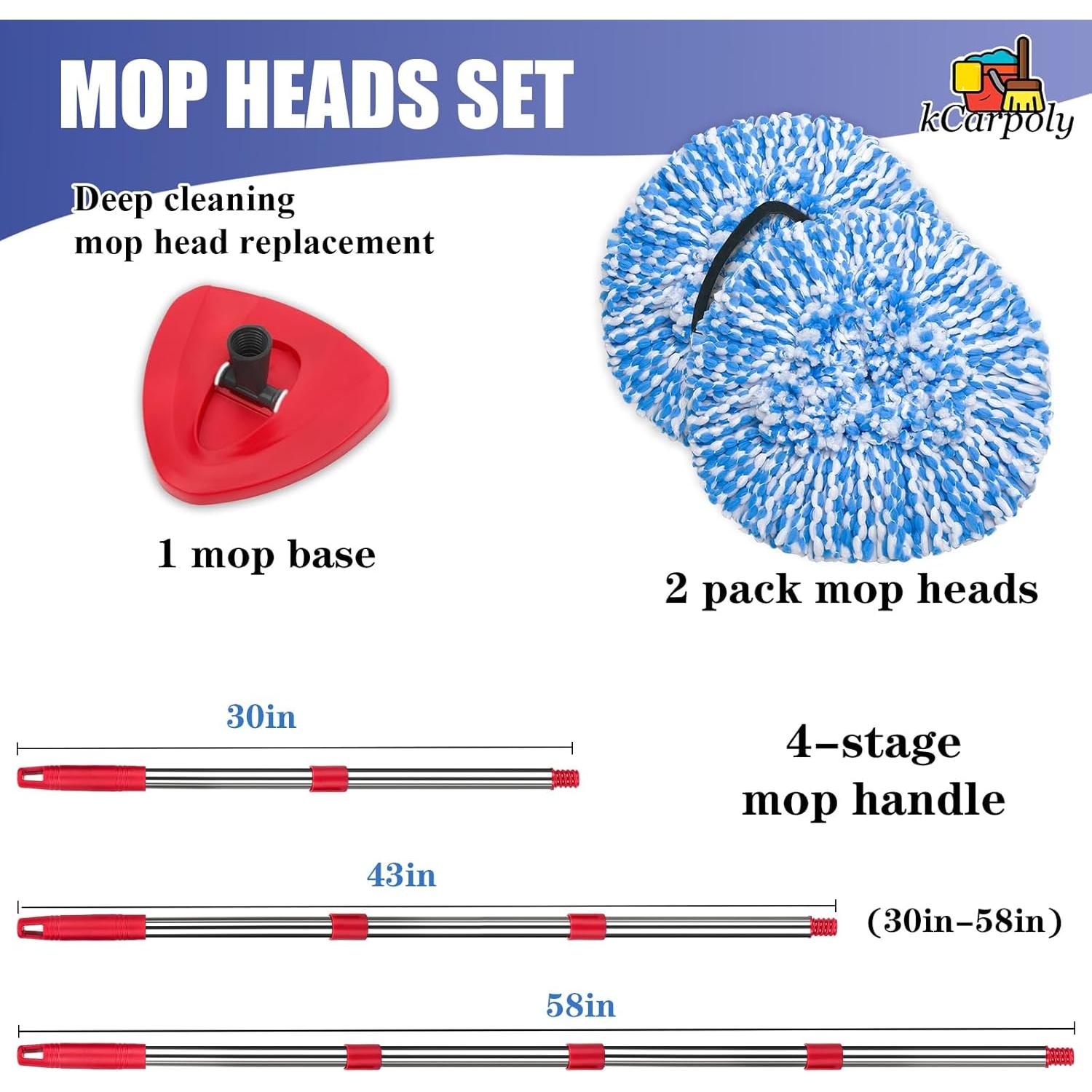 Paquete de 2 cabezales de microfibra kCarpoly para mopa EasyWring