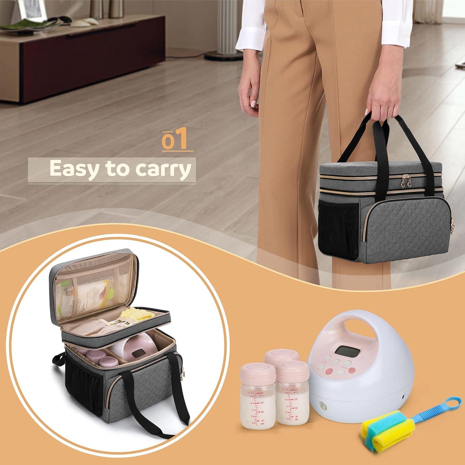 Bolsa para Extractor de Leche Luxja Doble Capa Gris 29x18x24cm