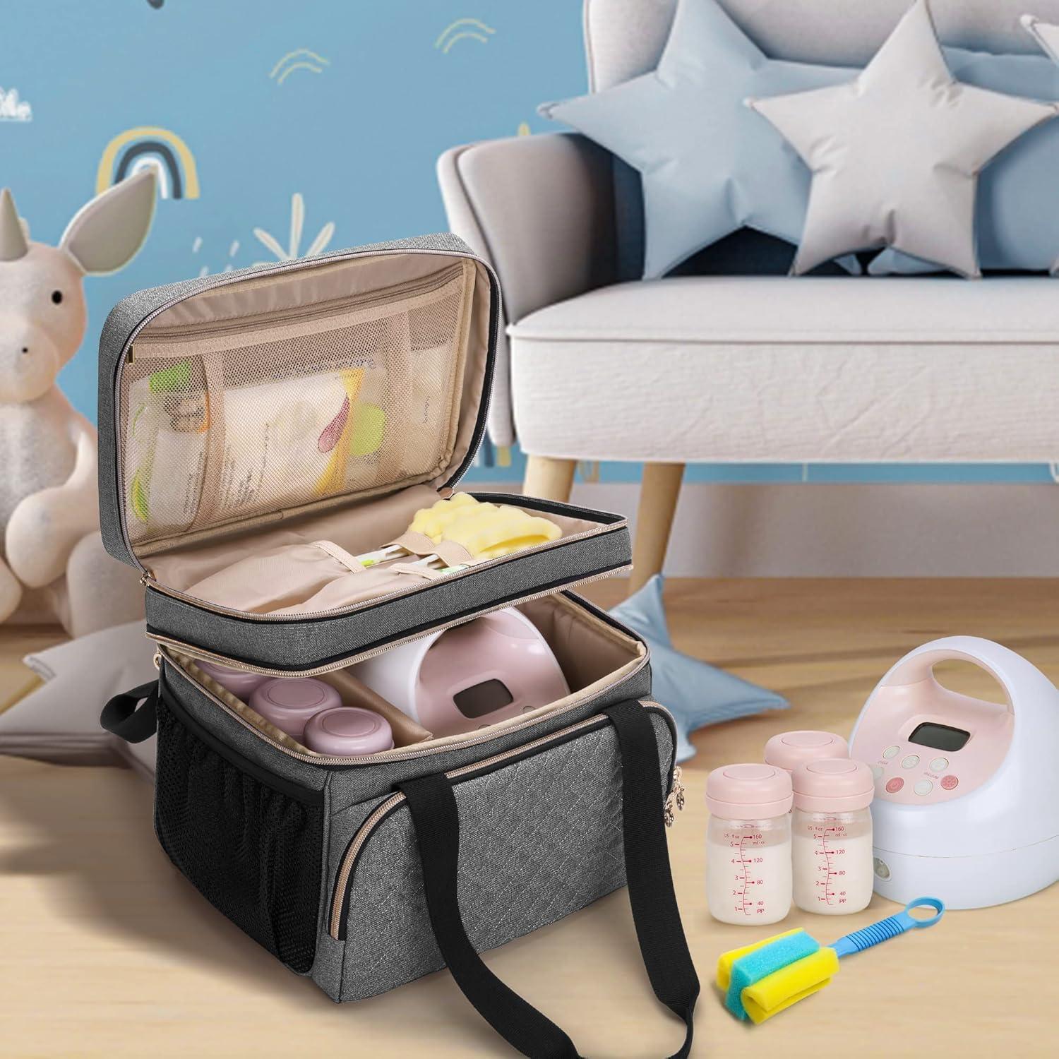 Bolsa para Extractor de Leche Luxja Doble Capa Gris 29x18x24cm