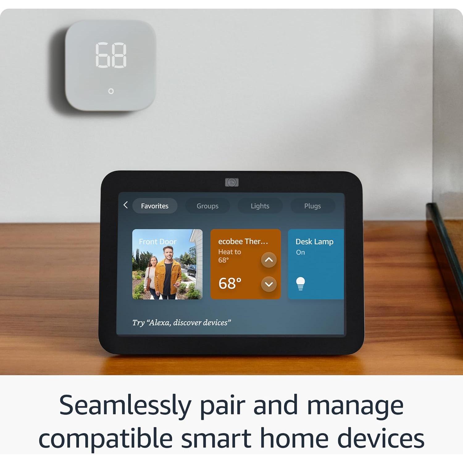 Like-New Amazon Echo Show 8, With Spatial Audio, Smart Home Hub, ideal for open living spaces, includes Alexa, Charcoal