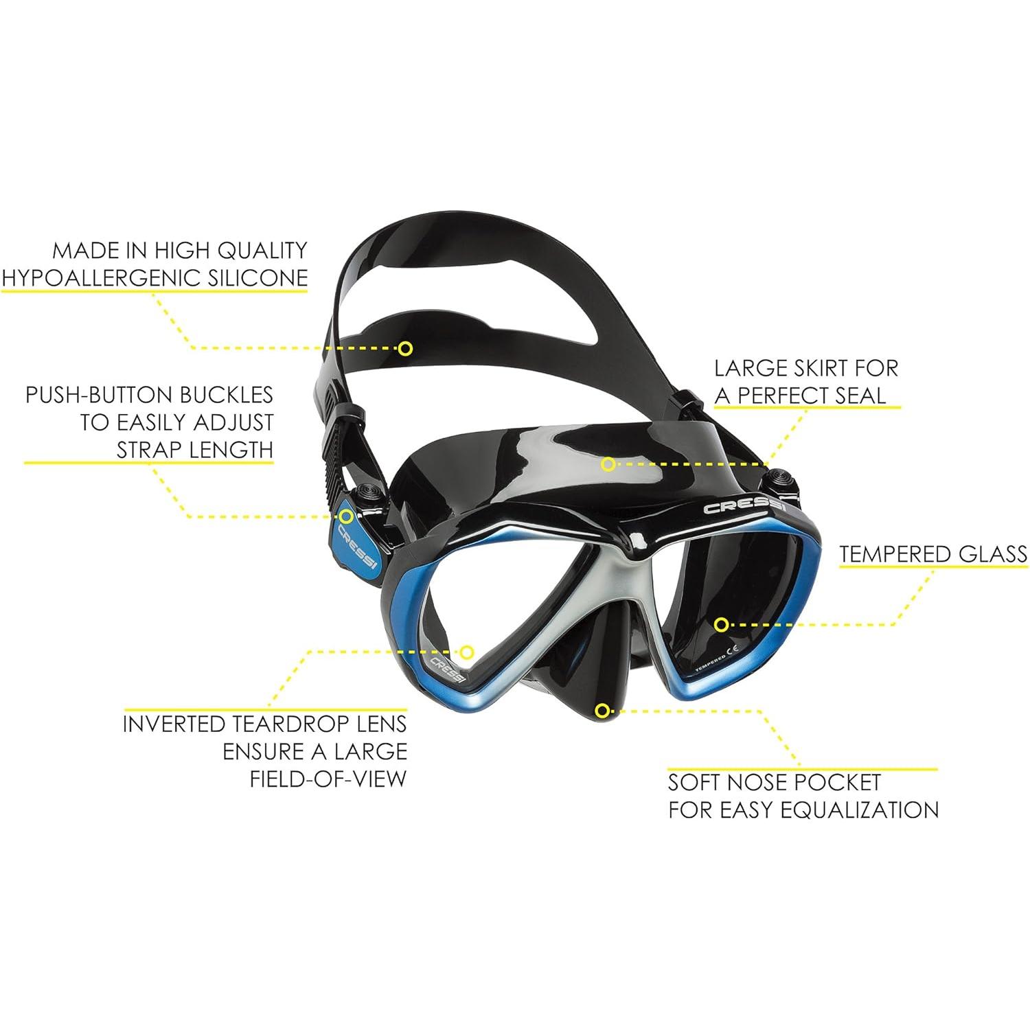 Cressi Máscara de Buceo Liberty Duo Silicona 100% Ajustable