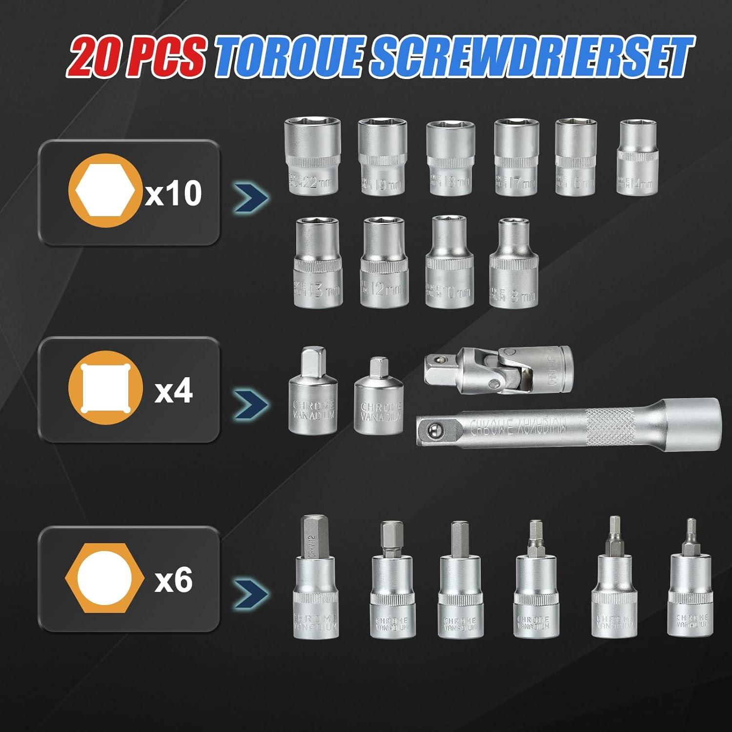 Juego de Adaptadores de Par Digital Yousnerc 10-200 Nm