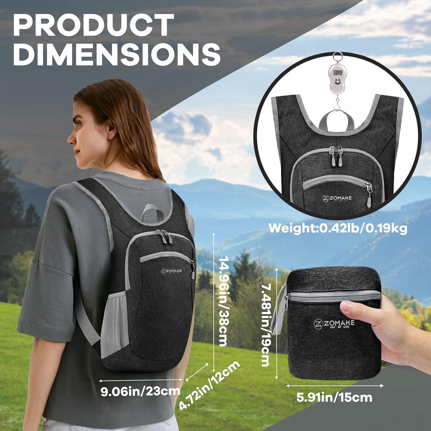 Mochila Plegable Ultra Ligera ZOMAKE 10L Resistente al Agua