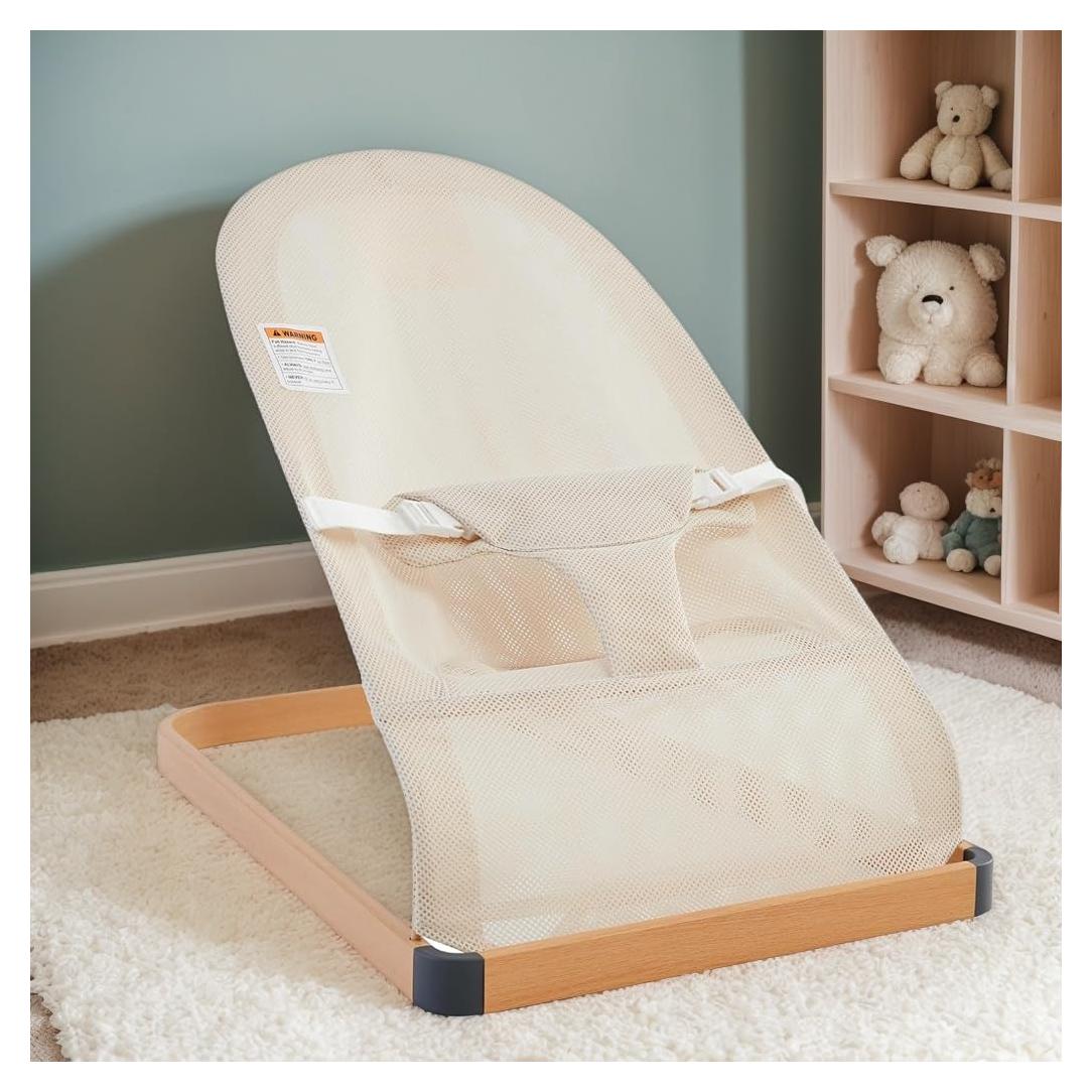Silla de rebote portátil ANGELOGJGT para bebés - Beige