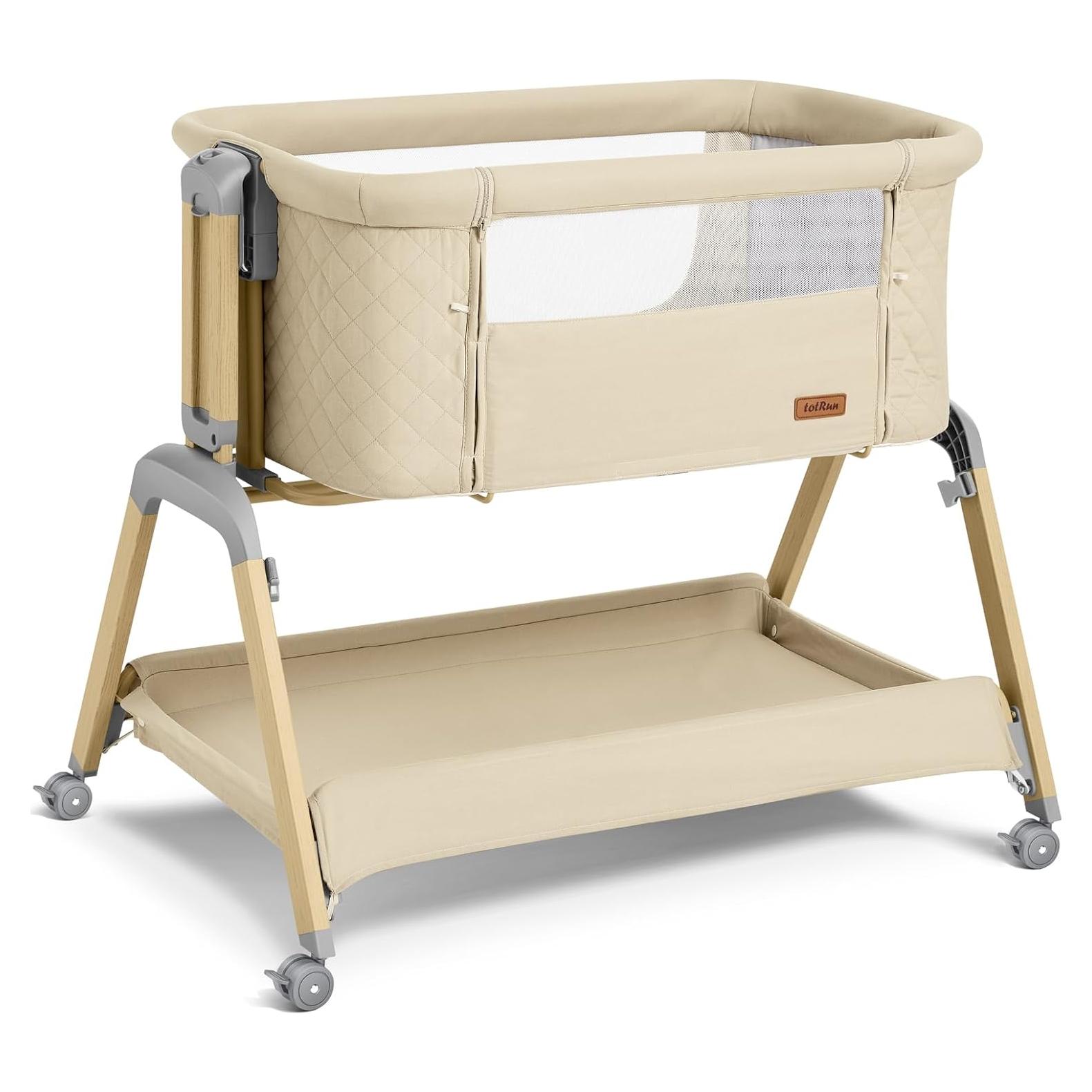 Cuna Lateral TotRun Ajustable 5 Alturas con Colchón y Ruedas