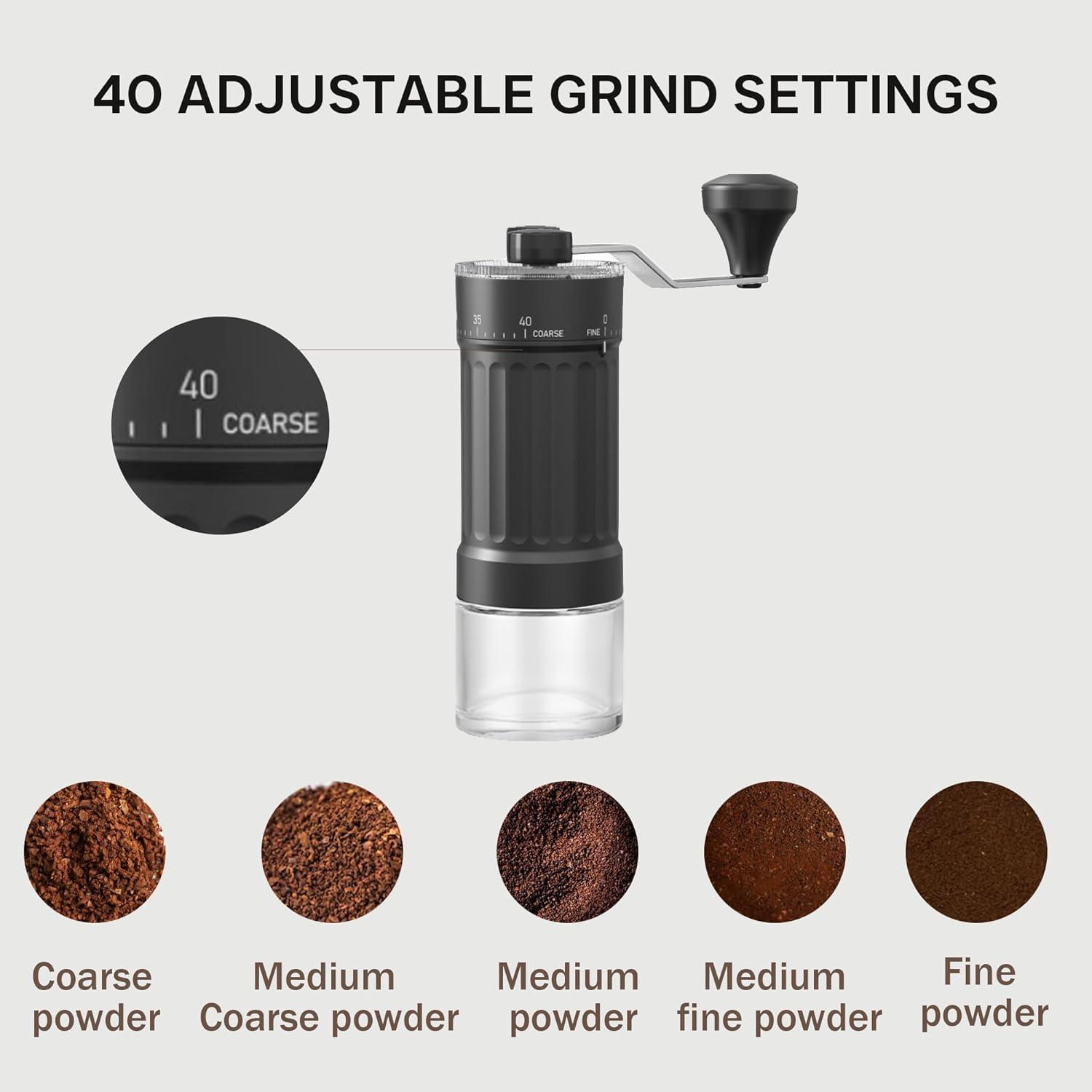 Molinillo de Café Manual Mikinya, 40 Configuraciones, 30g