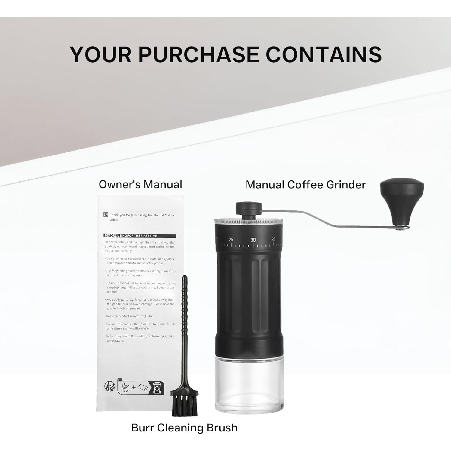 Molinillo de Café Manual Mikinya, 40 Configuraciones, 30g