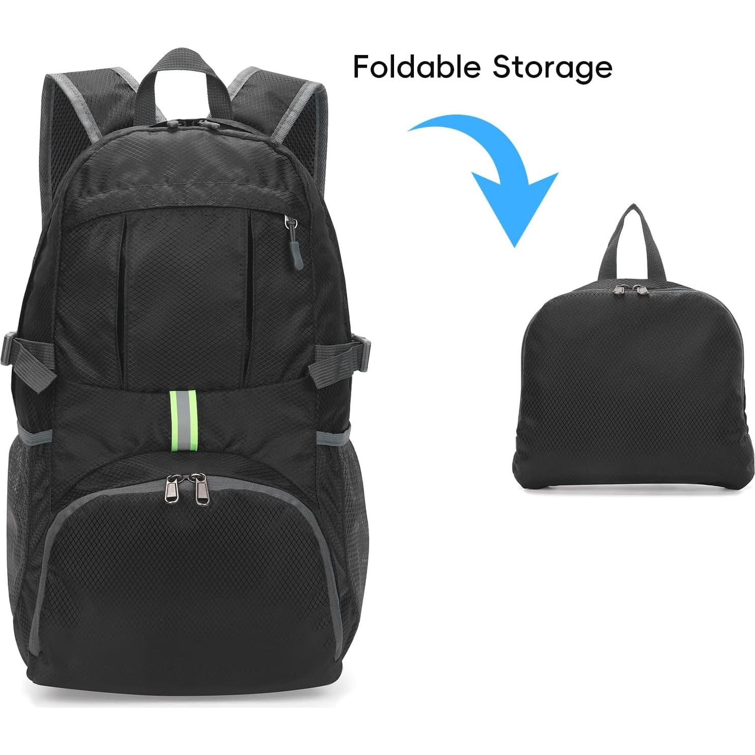 Mochila Plegable Yaopeing 25L Resistente al Agua Negra