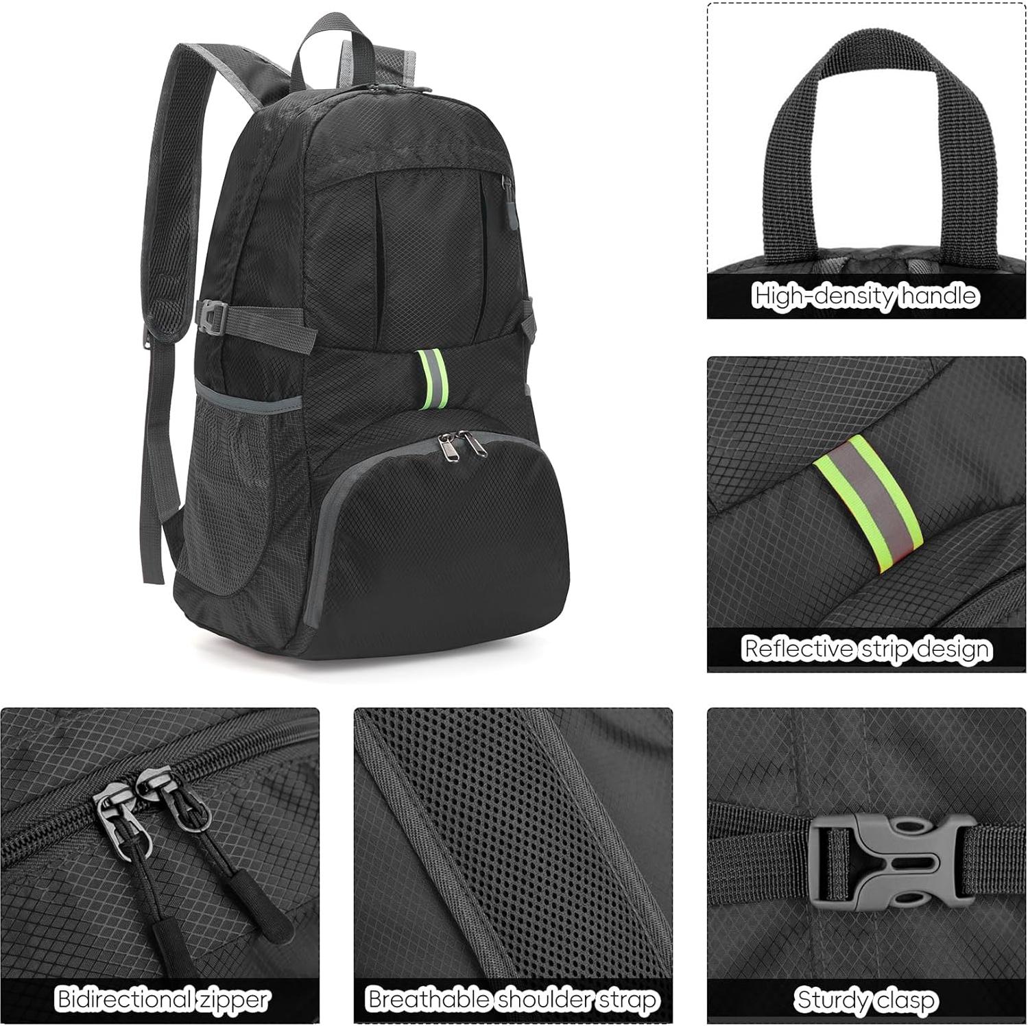 Mochila Plegable Yaopeing 25L Resistente al Agua Negra
