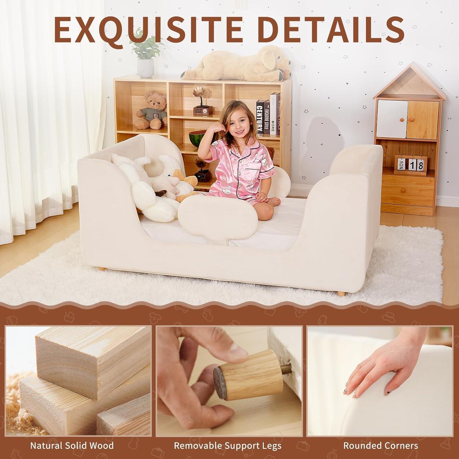 Cama para Niños DoCred - Estructura Baja con Barandillas - 142x80 cm