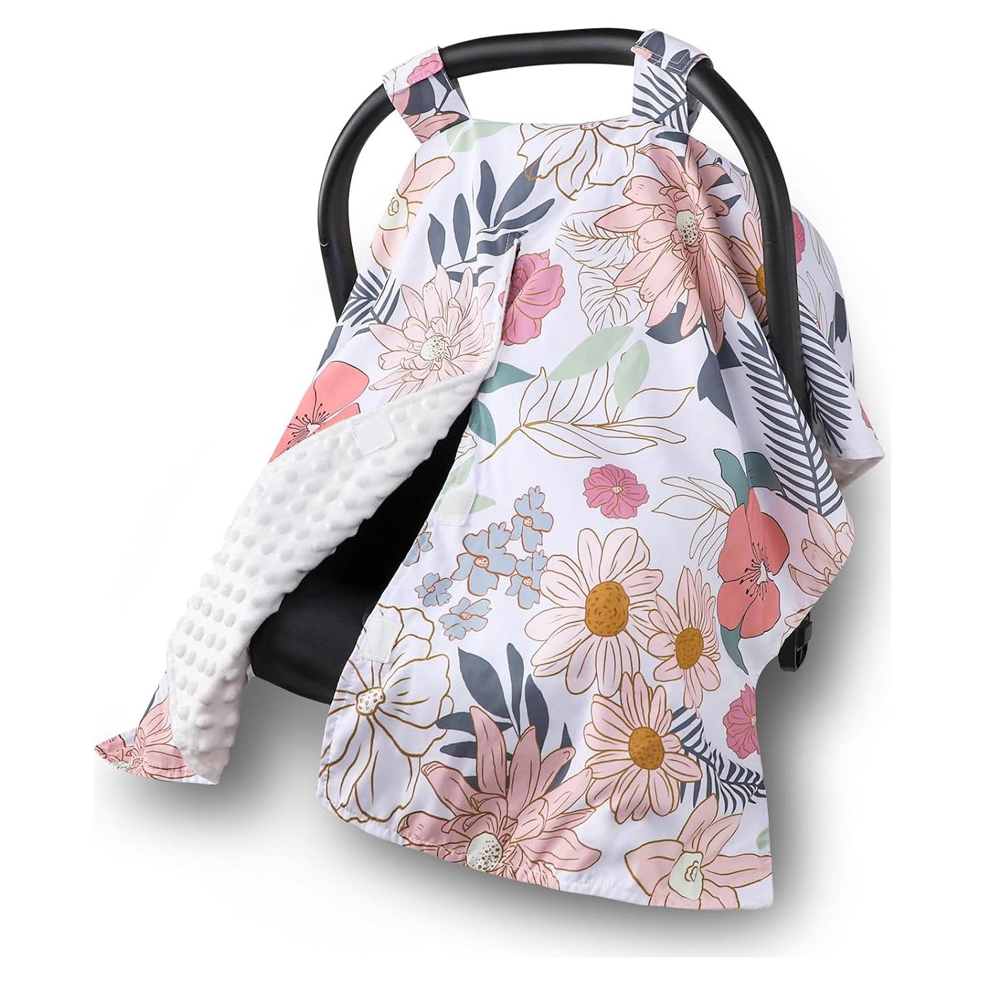 Funda de Asiento de Coche para Bebé HNHUAMING Floral Minky