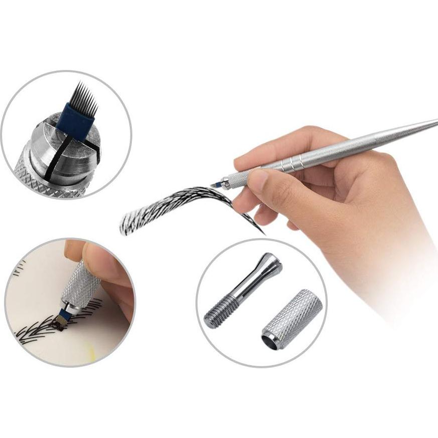 Kit de Microblading Pinkiou 5 Piezas Bolígrafos Plateados