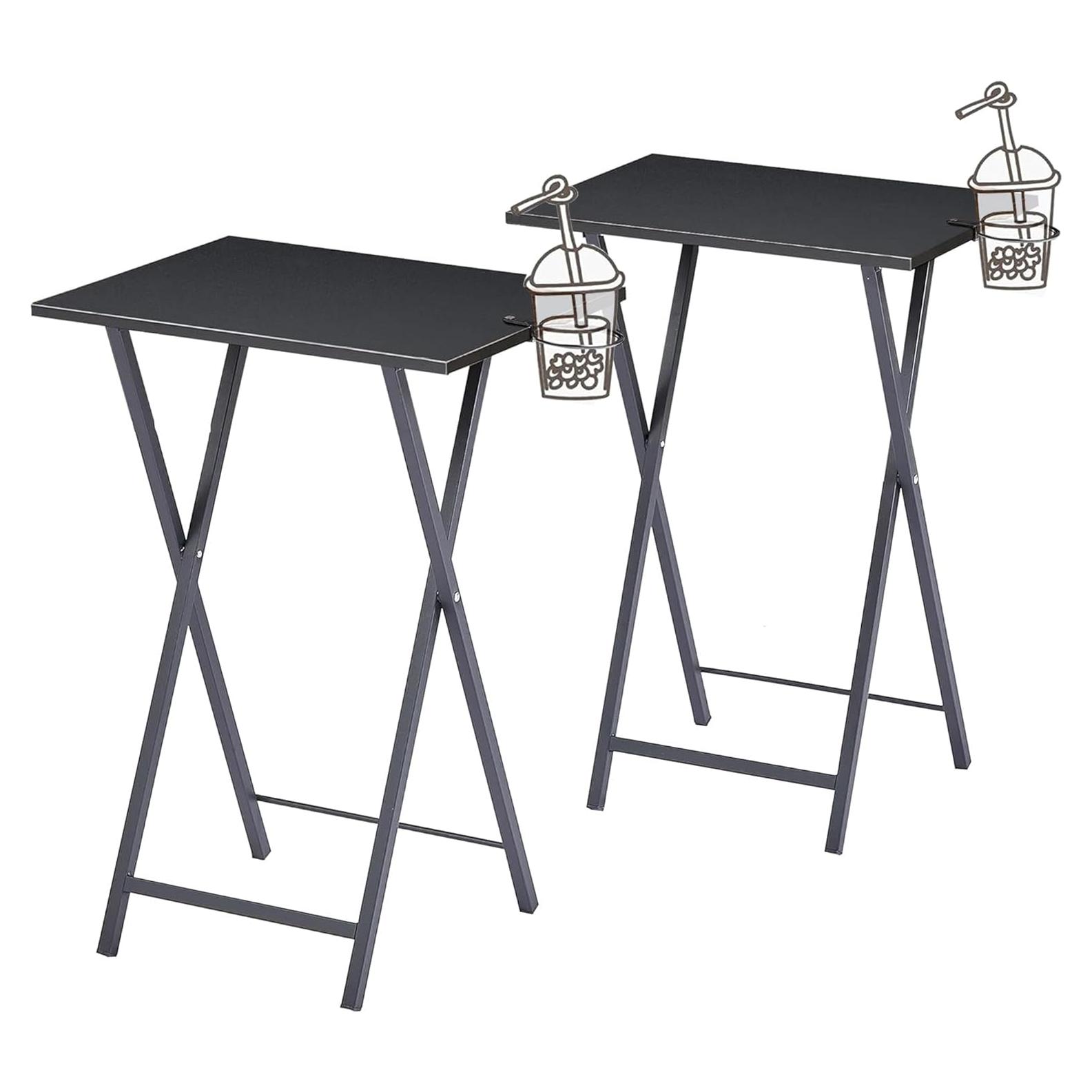 Bandeja de TV Plegable VECELO Set de 2 Negro con Soporte