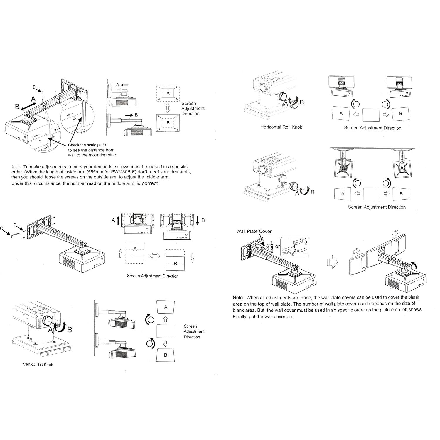 Soporte de Pared para Proyector N/C Telescópico Ajustable 9.98kg