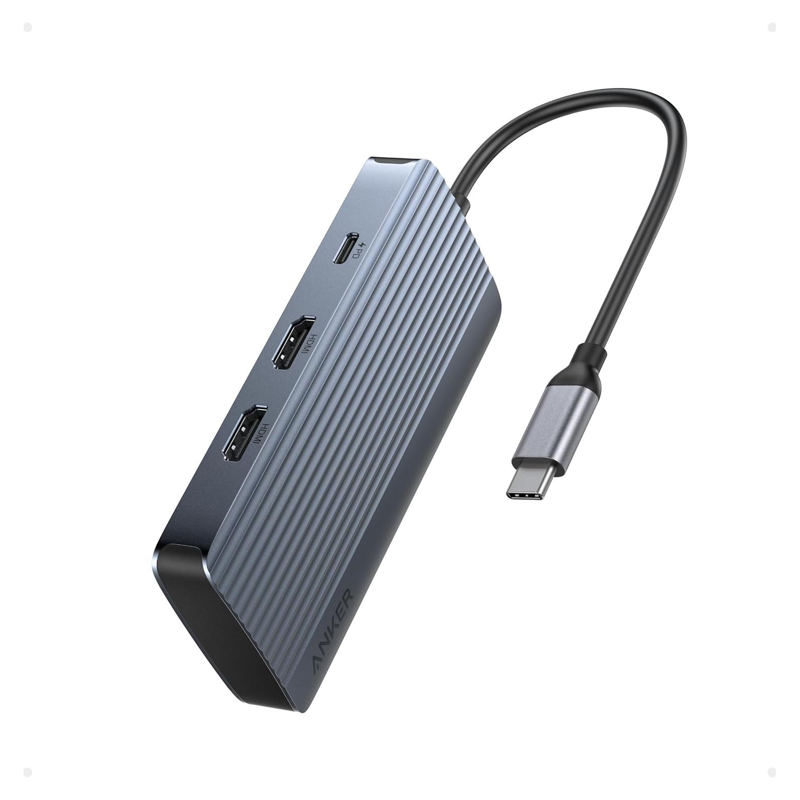 Hub USB-C Anker 7-en-1 Doble HDMI 100W 10Gbps