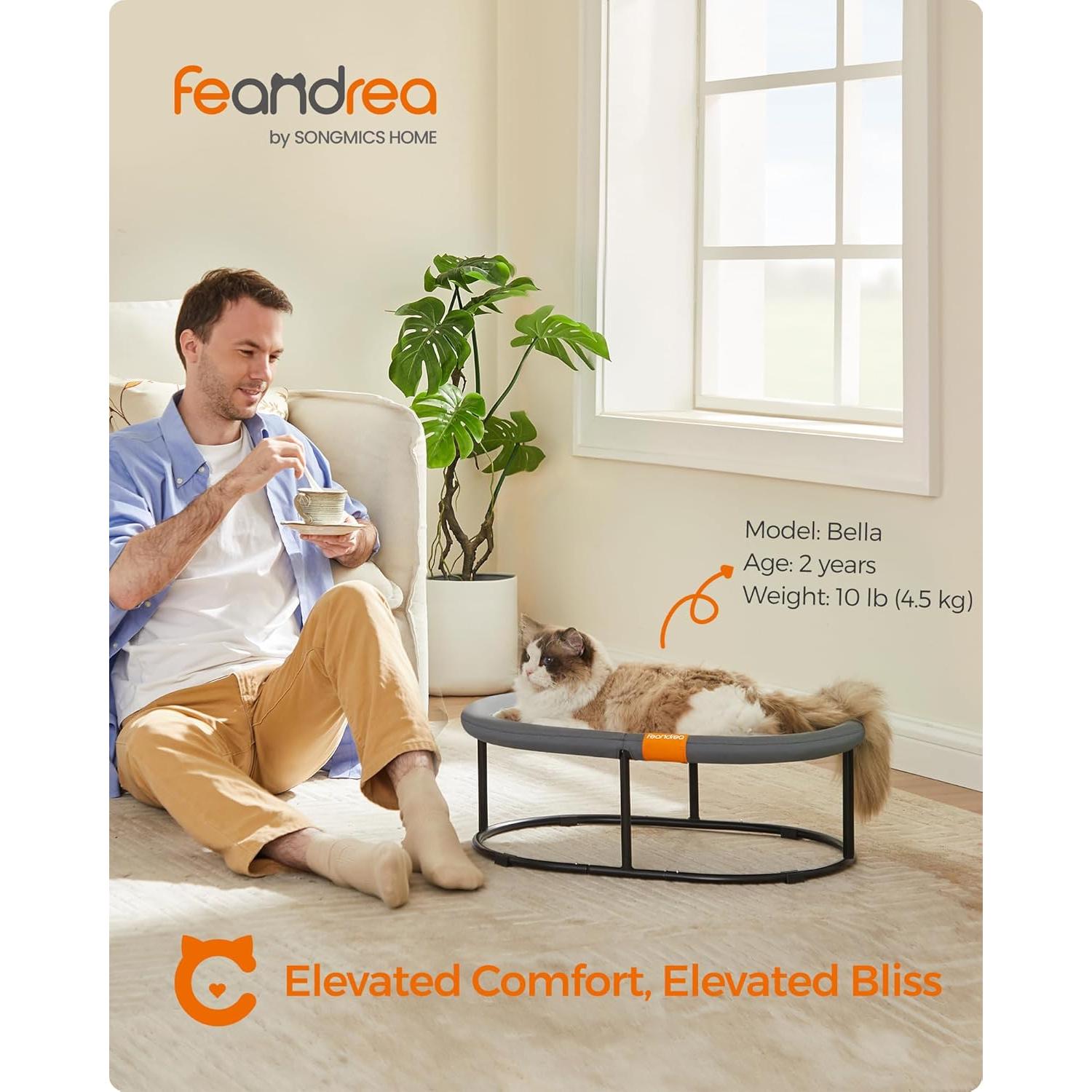 Cama para mascotas Feandrea ovalada, hamaca para gatos gris