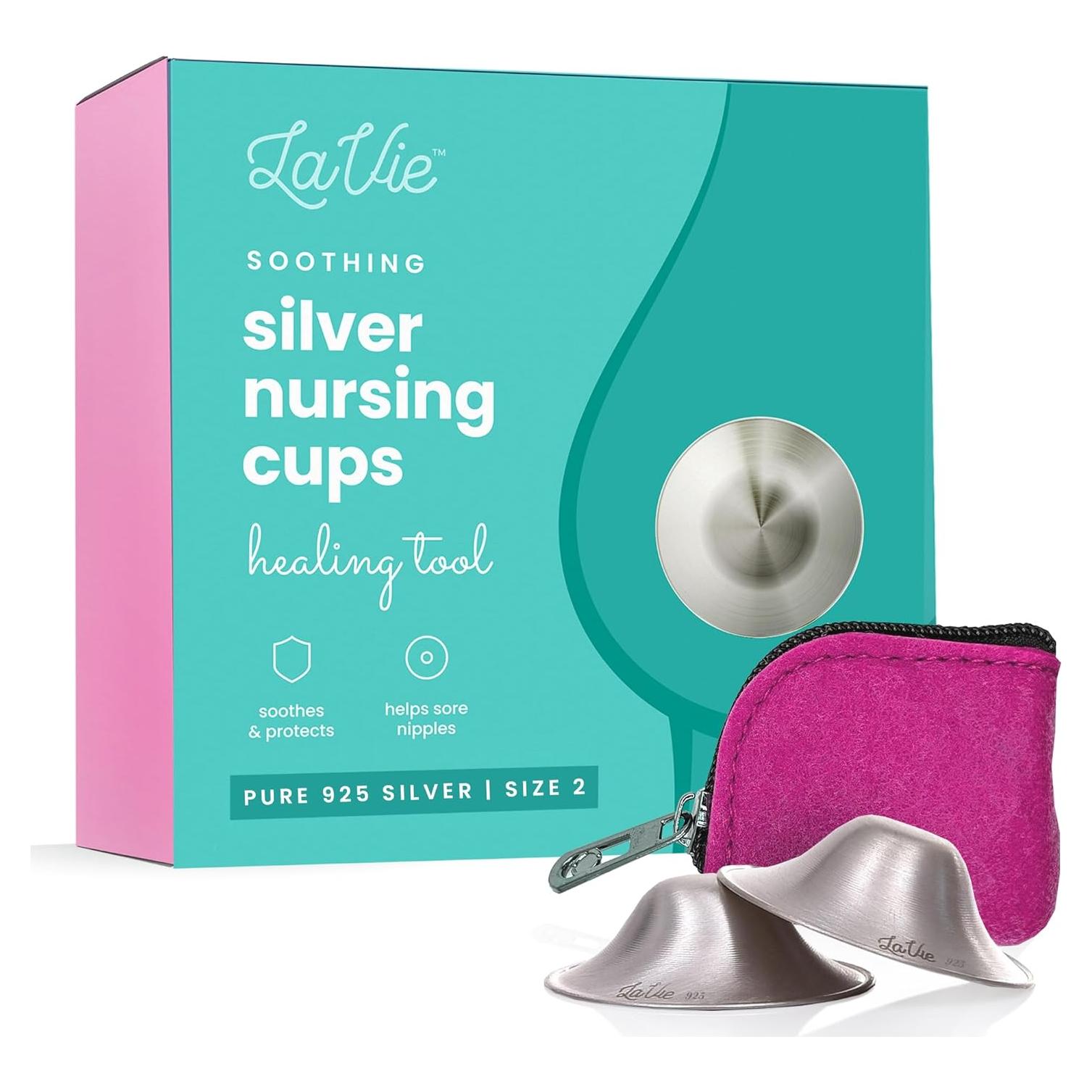 Copas de Plata para Lactancia LaVie 925 - Alivio Natural Tamaño XL