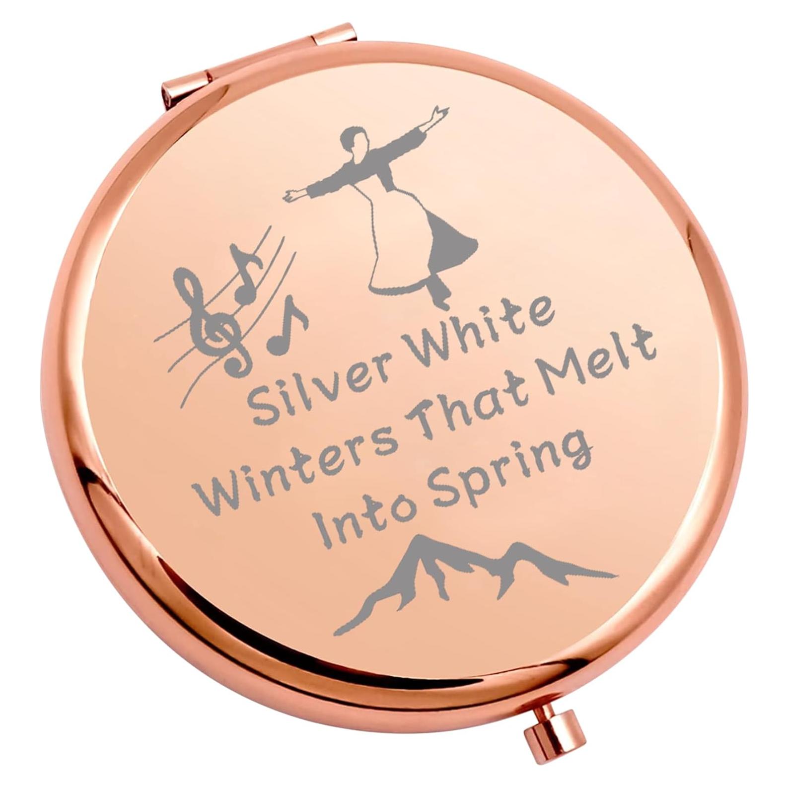 Espejo de Maquillaje Compacto WSNANG Doble Cara Plateado 7.1cm