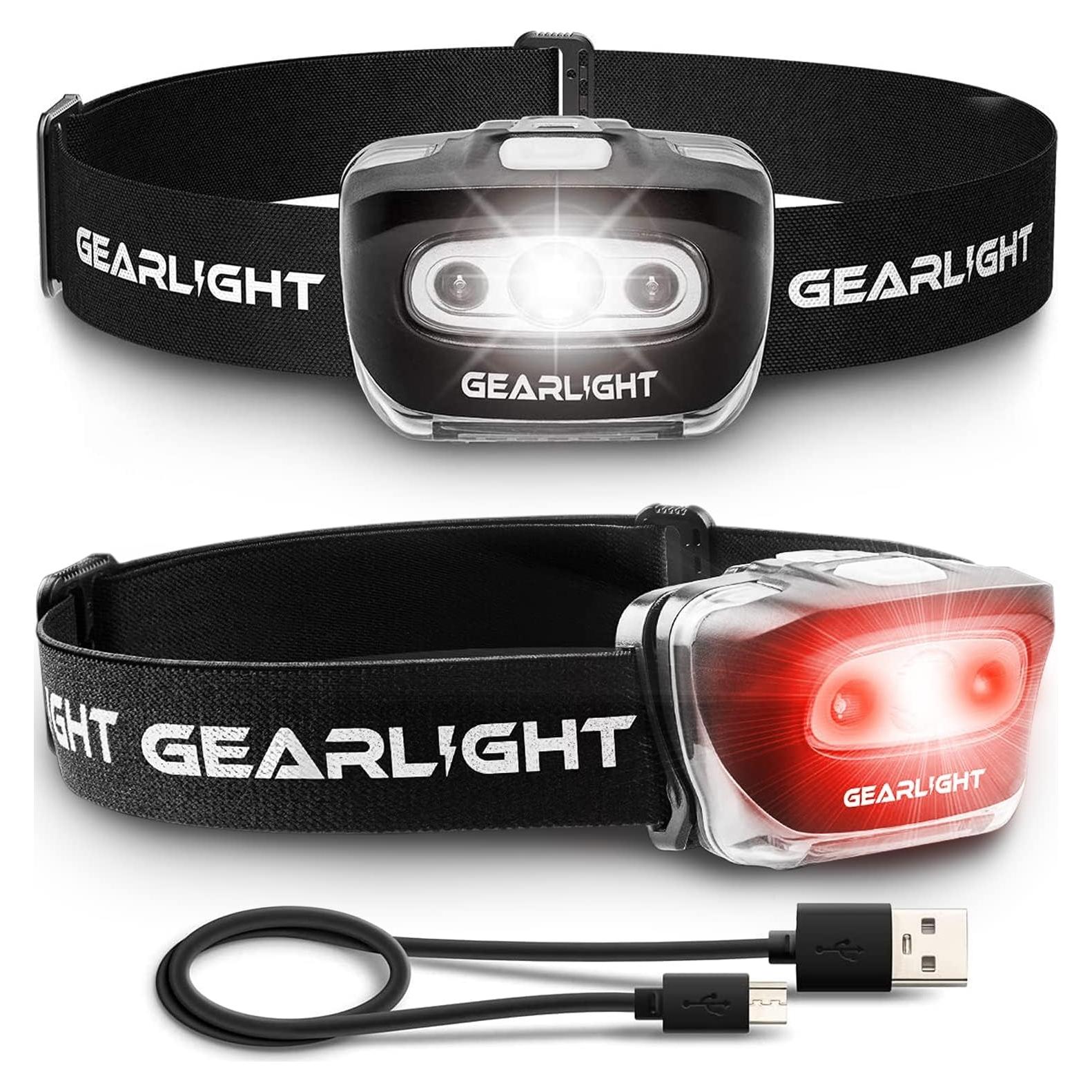 Linterna Frontal GearLight S500 Recargable USB 2 Paquete