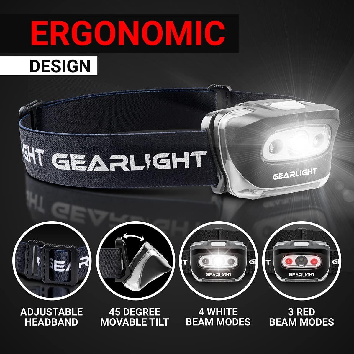 Linterna Frontal GearLight S500 Recargable USB 2 Paquete