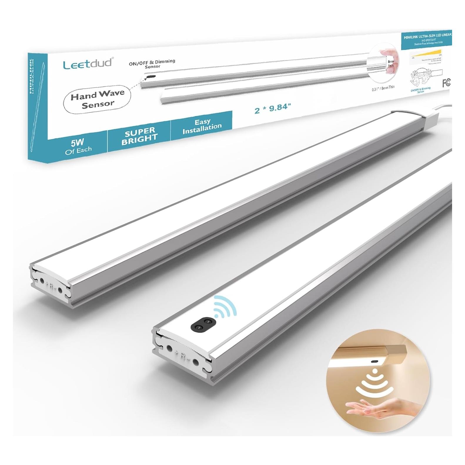 Luces LED bajo gabinete Leetdud 25.4 cm con sensor de mano