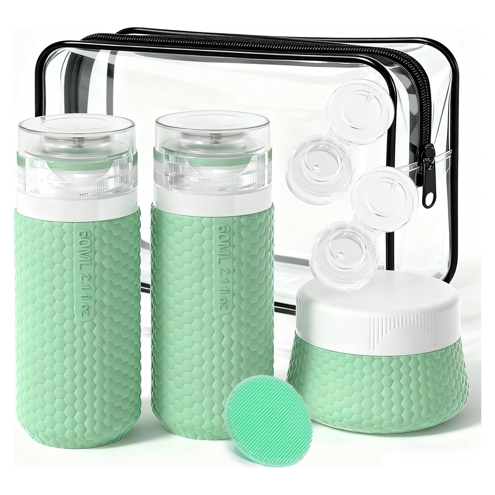Set de Botellas de Viaje Mabnuby 2x60ml + Tarro 40ml Verde