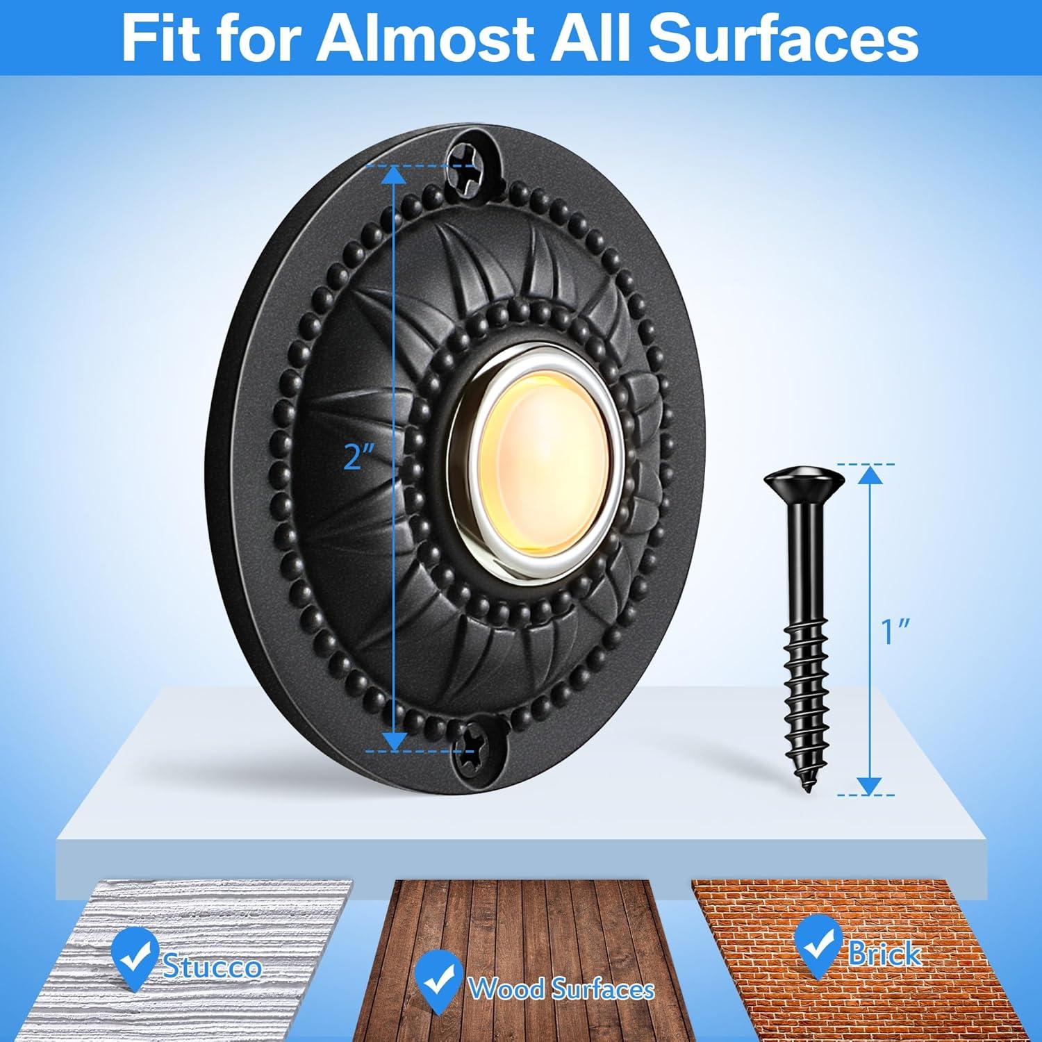 Botón de timbre Dreyoo de metal negro con luz LED