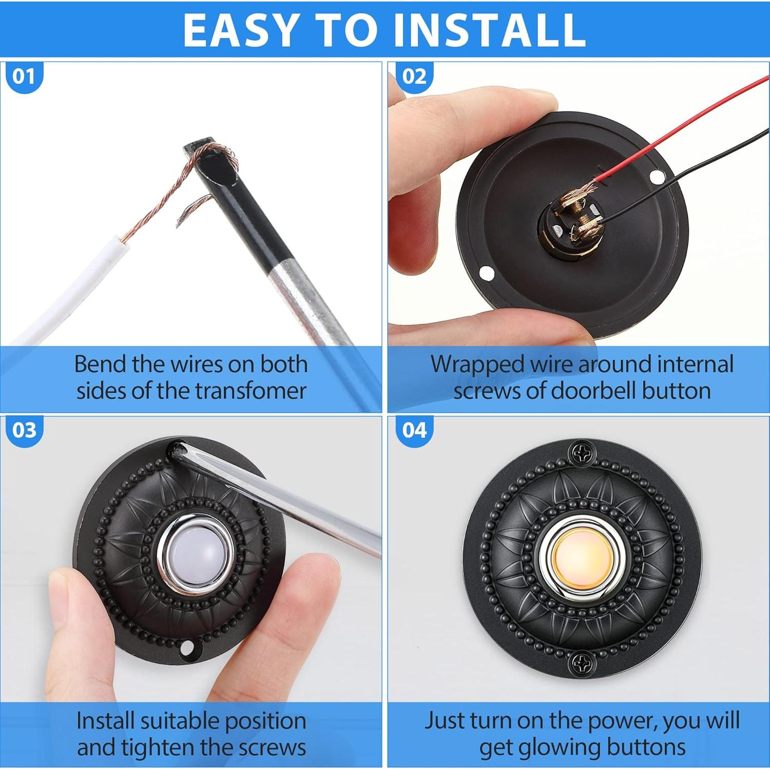 Botón de timbre Dreyoo de metal negro con luz LED