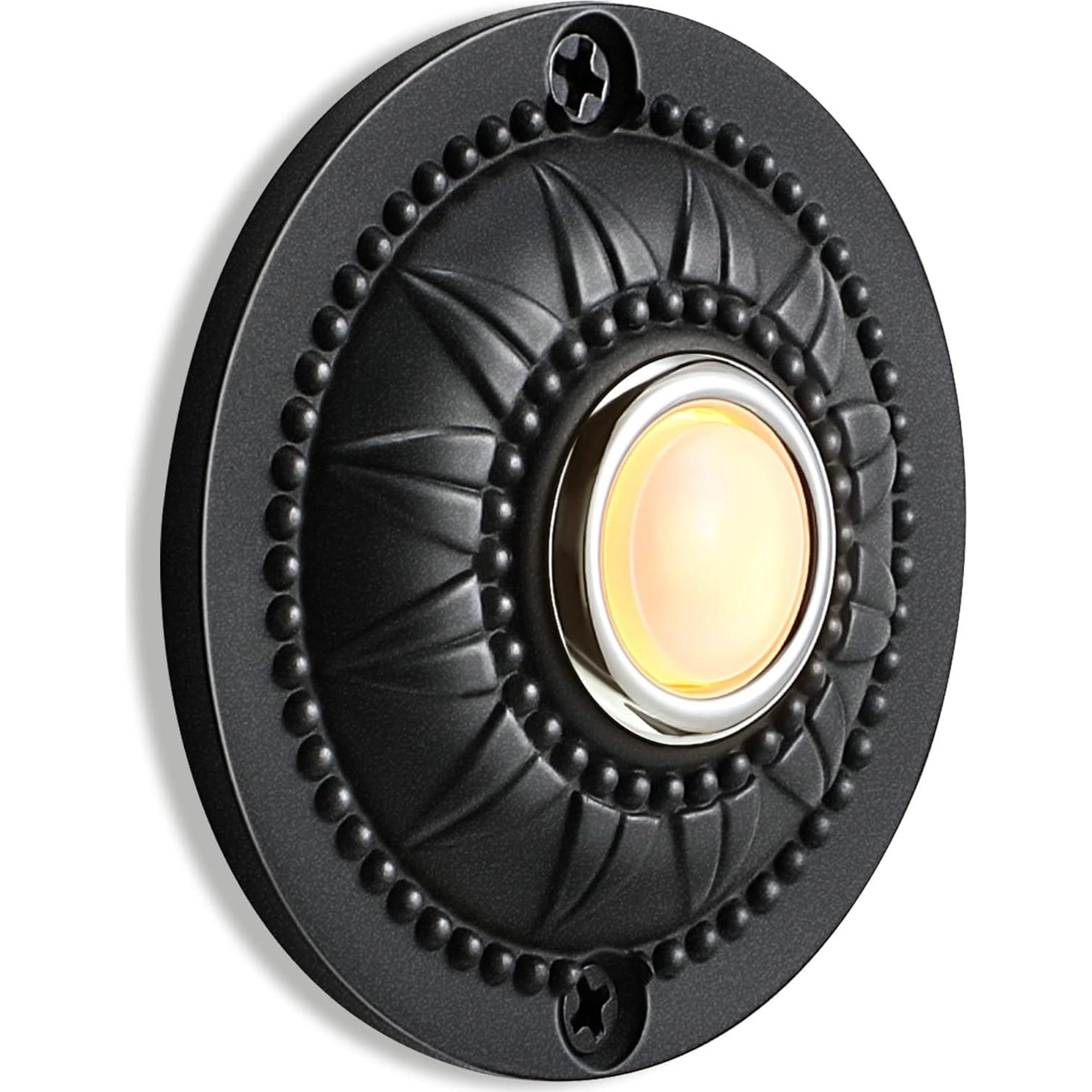 Botón de timbre Dreyoo de metal negro con luz LED