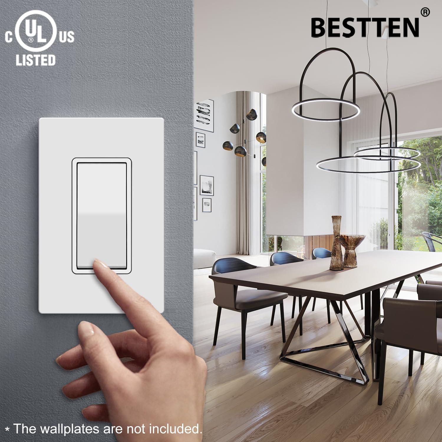 Interruptores de Luz Decorativos BESTTEN 3 Vías Paquete de 10