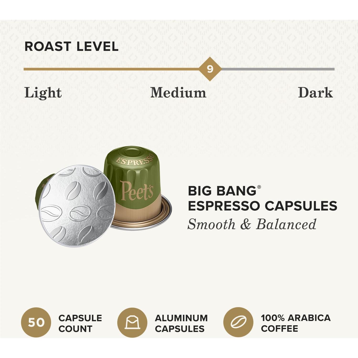 Cápsulas de Espresso Peet's Big Bang Tostado Medio 50 Unidades