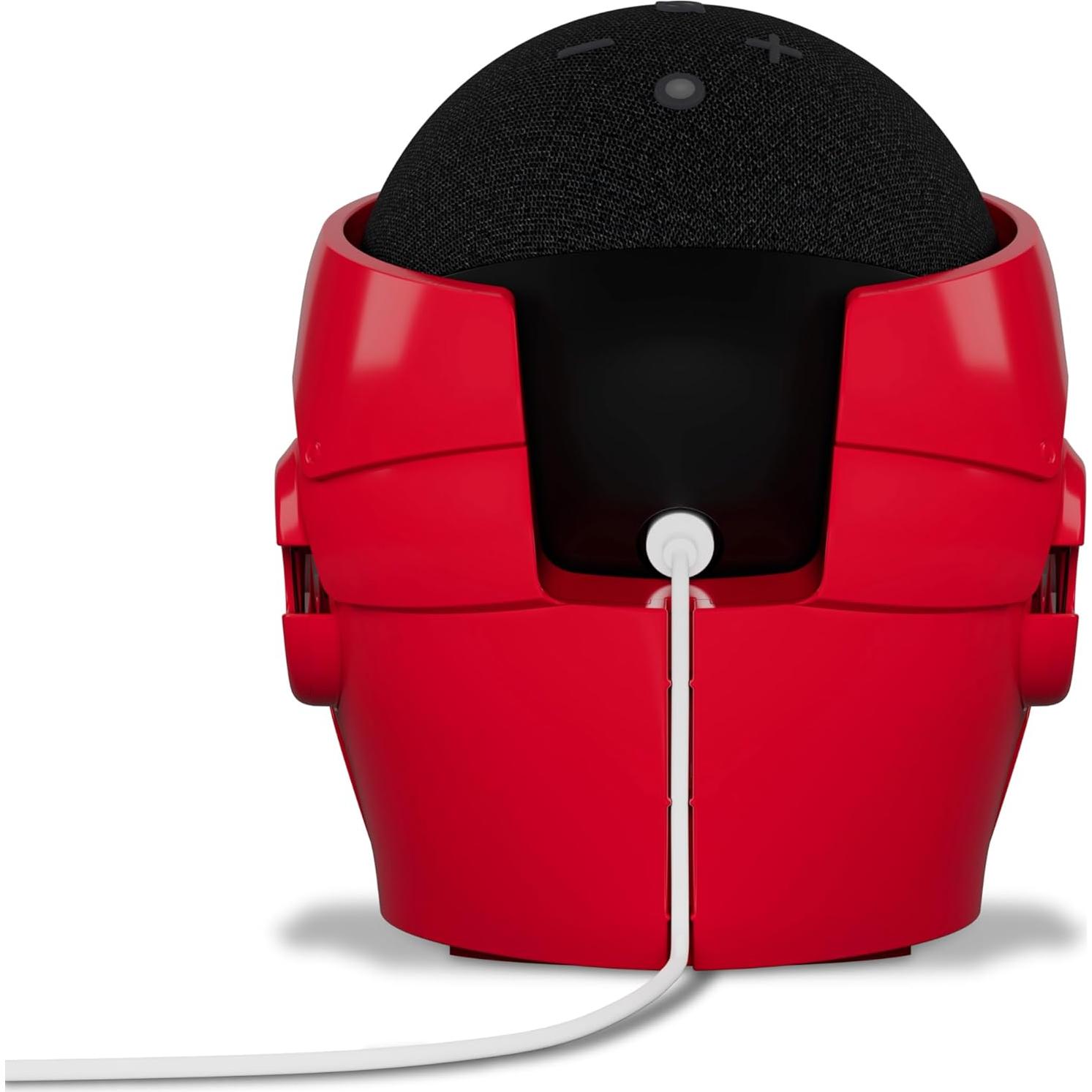 Echo Bundle: Echo Dot (5th Gen, 2022 release) | Charcoal and Limited Edition Marvel Iron Man Stand