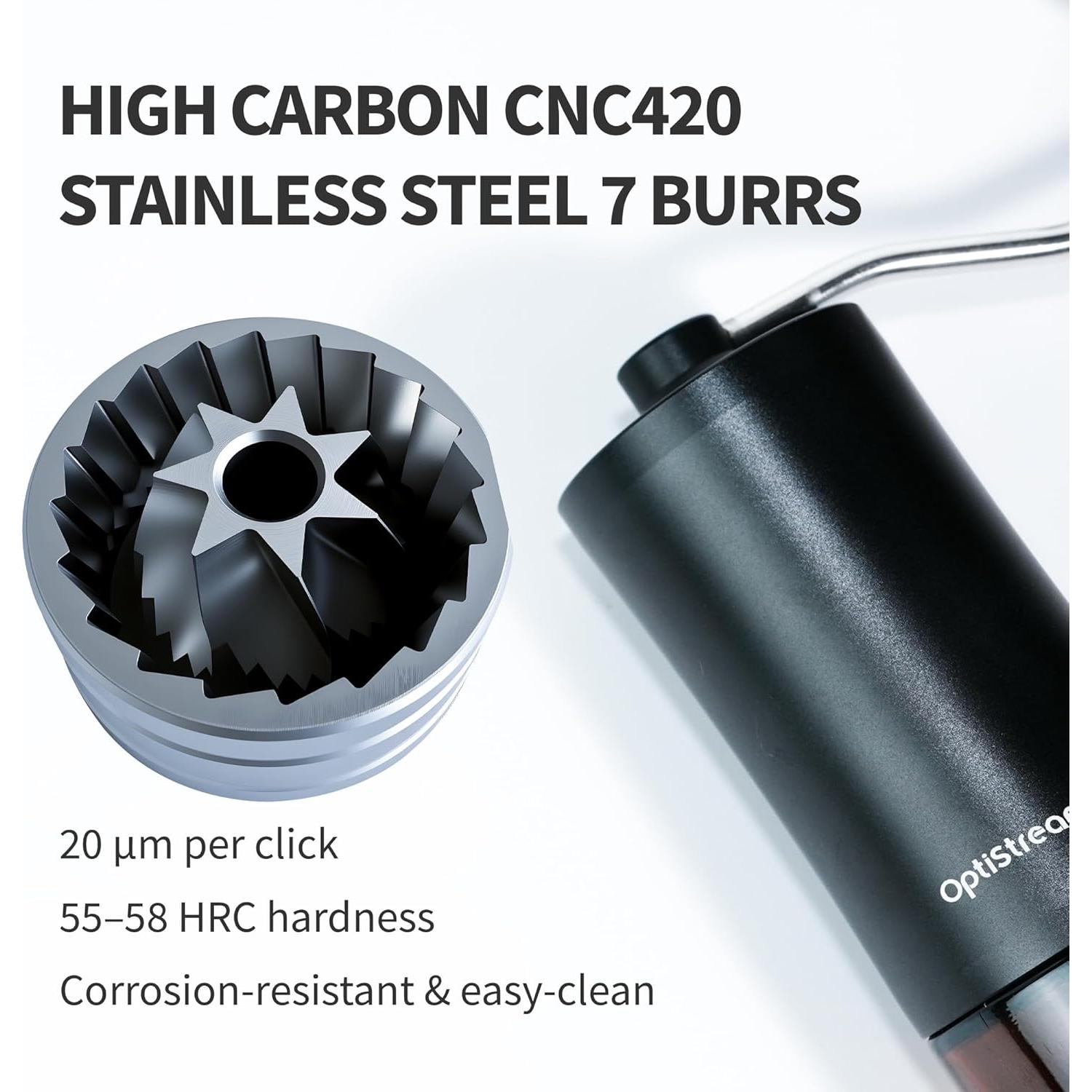 Molino de Café Manual Optistream Negro 25g Aluminio Portátil