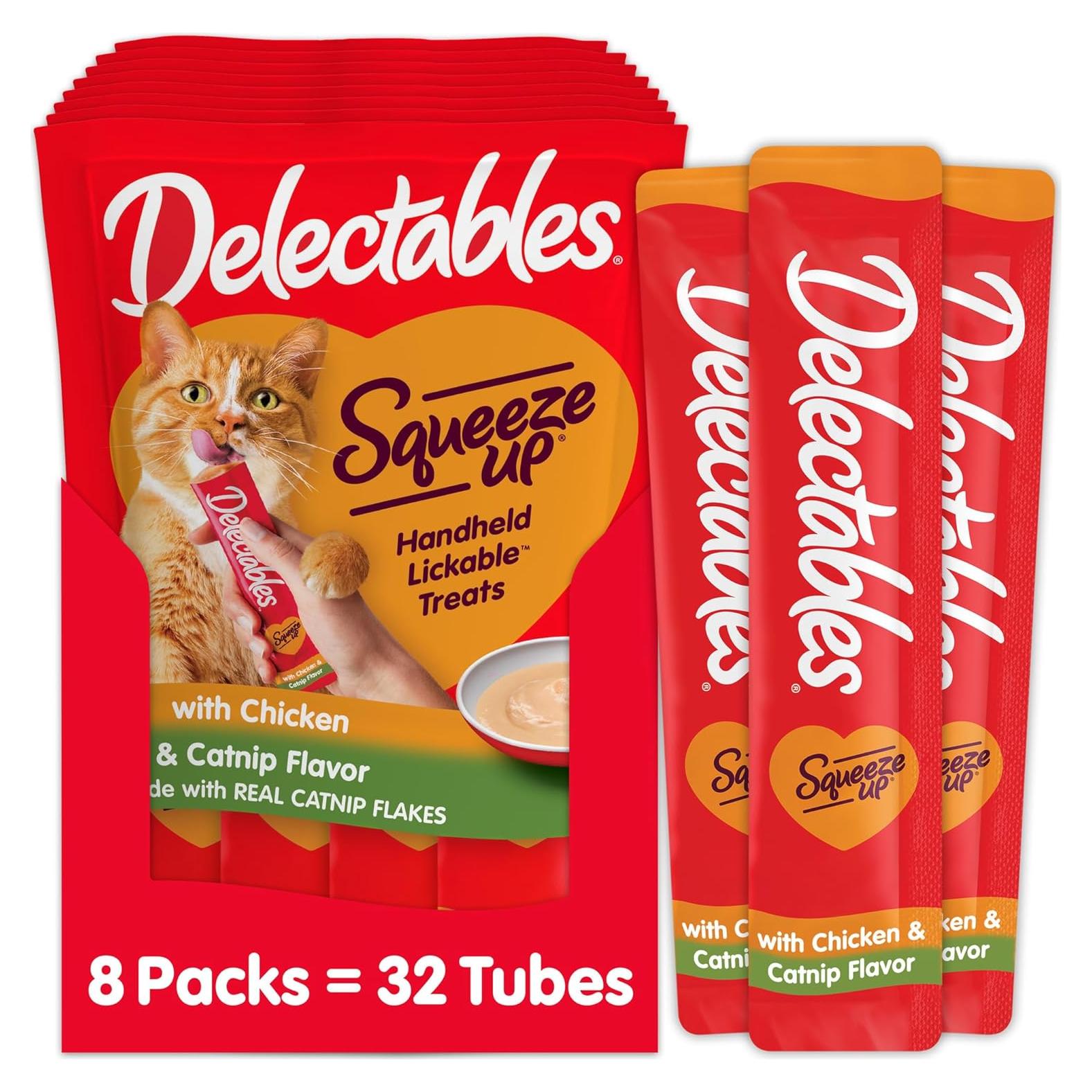 Golosinas Lickables para Gatos Hartz Delectables 32 Tubos 0.5oz Pollo