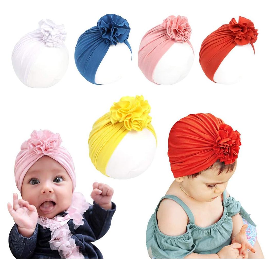 Gorro Turbán para Bebés Algodón Suave 0M-4 Años 5 Piezas