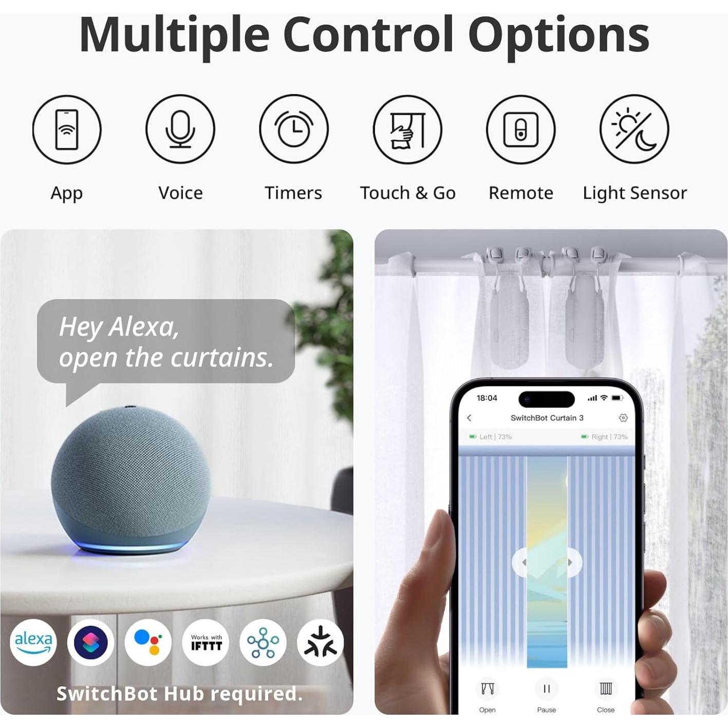 Abridor Cortinas Automático SwitchBot Cortina 3 Varilla