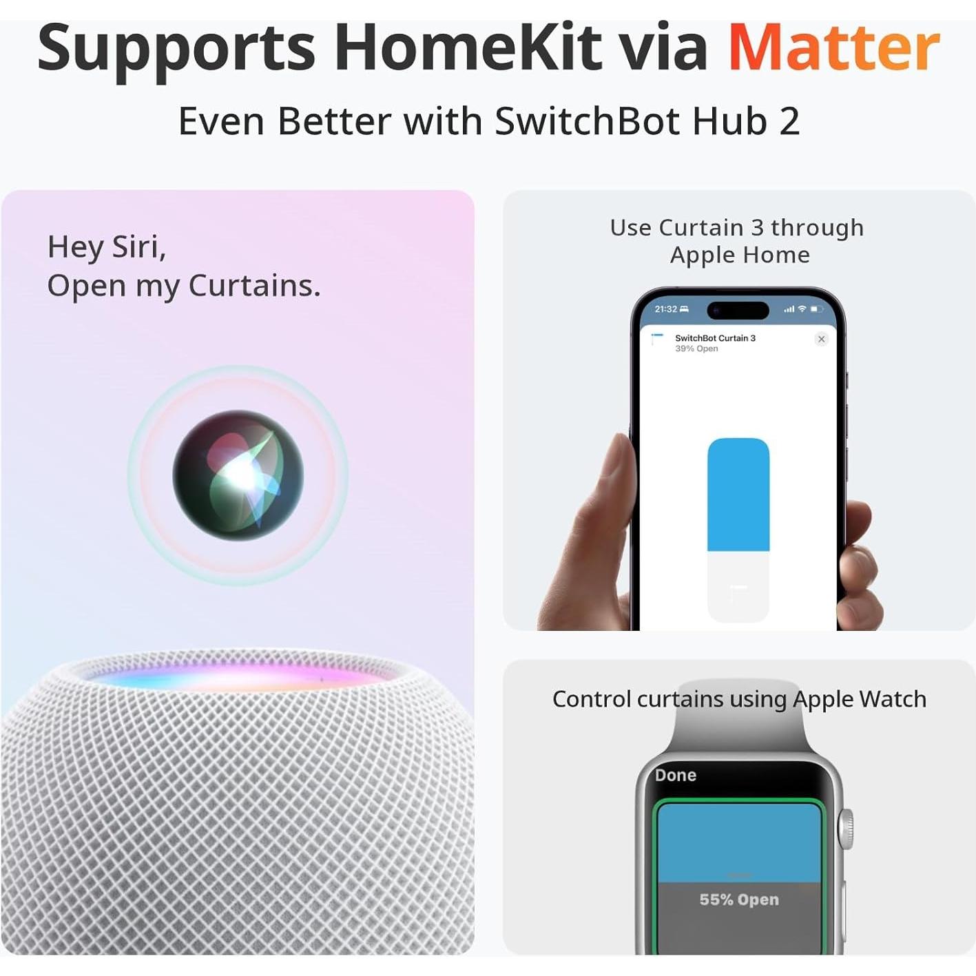 Abridor Cortinas Automático SwitchBot Cortina 3 Varilla