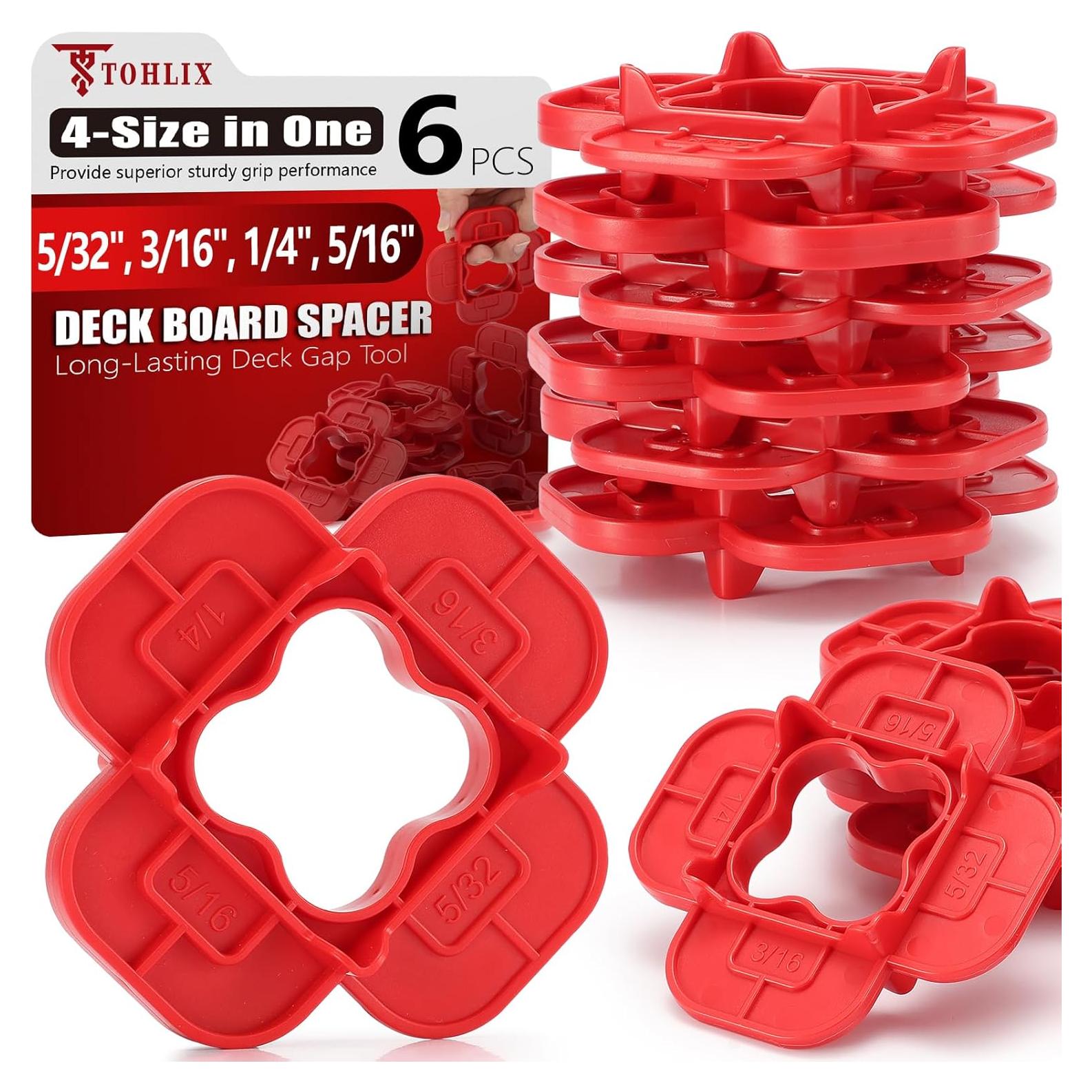 6 Espaciadores de Deck TOHLIX 4-en-1 Rojo y Azul 4 Tamaños