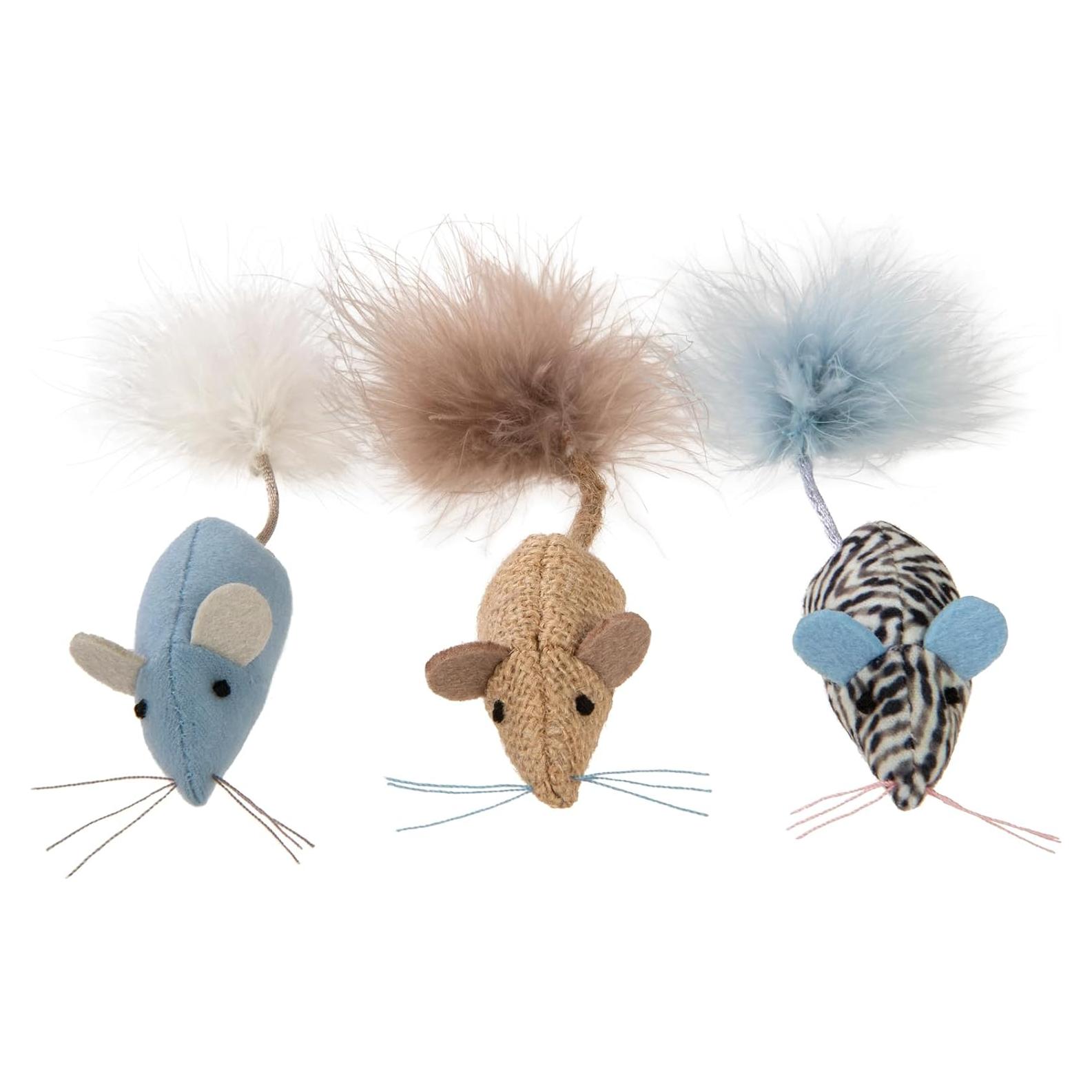 Juguetes de Ratón de Felpa SmartyKat - Paquete de 3 con Catnip