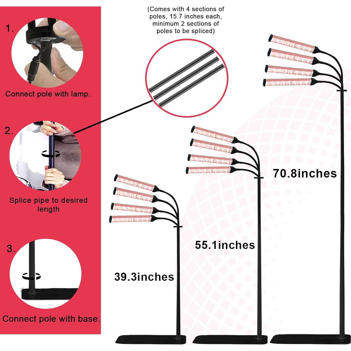 Lámpara de Terapia de Luz Roja Akarishin 36W 4 Cabezas Ajustable