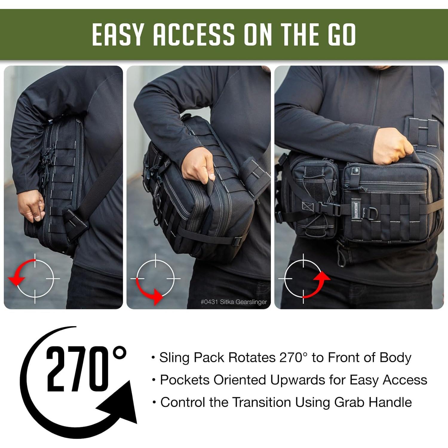 Mochila Bandolera Maxpedition Sitka Gearslinger Negra 15x8x3