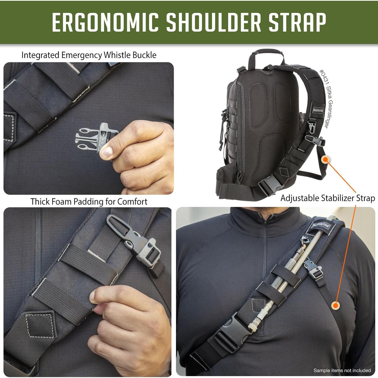 Mochila Bandolera Maxpedition Sitka Gearslinger Negra 15x8x3