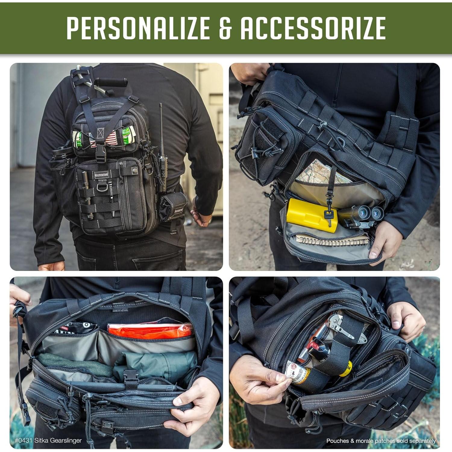 Mochila Bandolera Maxpedition Sitka Gearslinger Negra 15x8x3