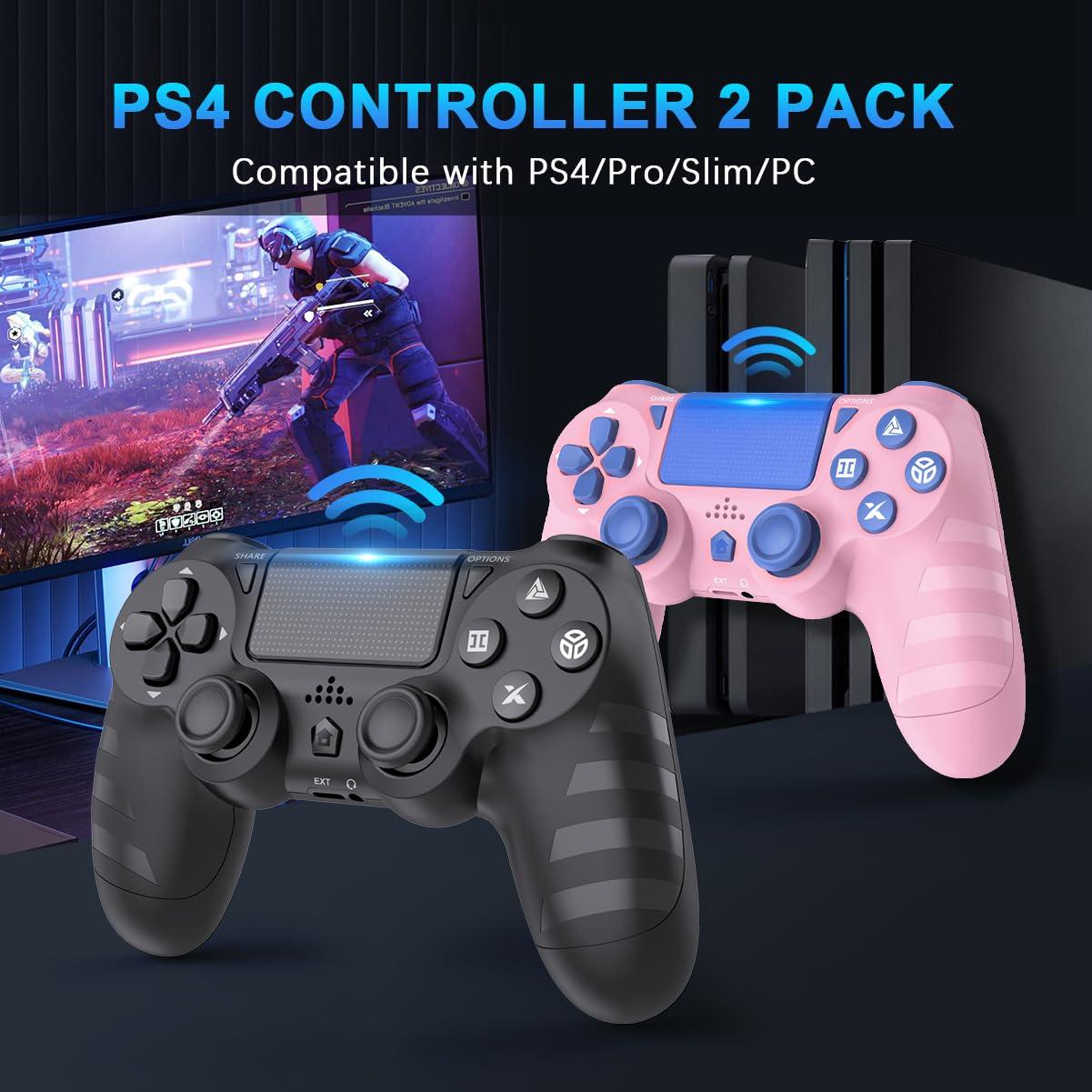 Controladores Inalámbricos Dyondar 2-Pack para PS4/PC - Batería 1000mAh, Vibración Dual, Joystick Mejorado