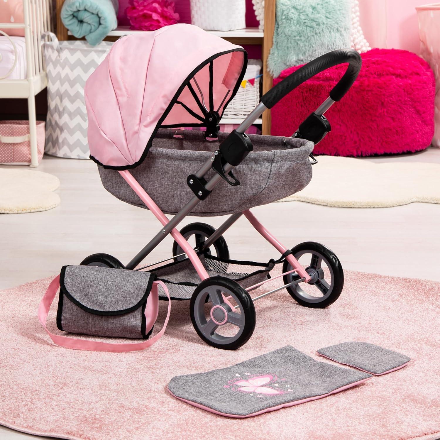 Carrito de Muñeca 4 en 1 Bayer Rosa y Gris - Hasta 45.72 cm