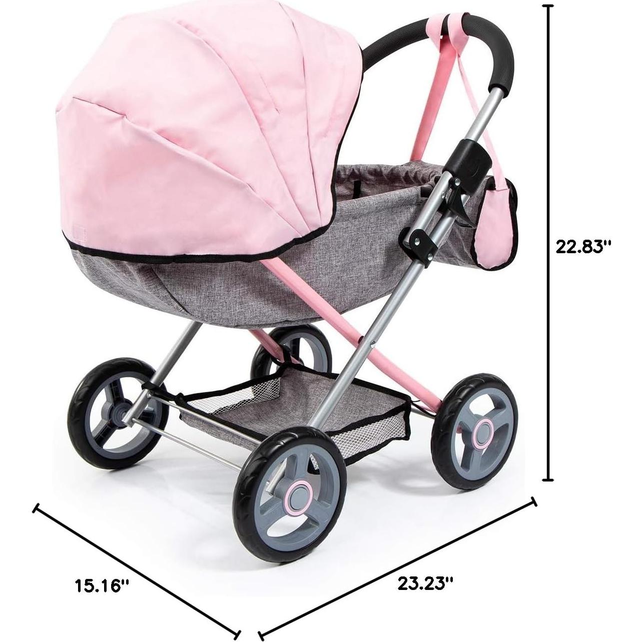 Carrito de Muñeca 4 en 1 Bayer Rosa y Gris - Hasta 45.72 cm