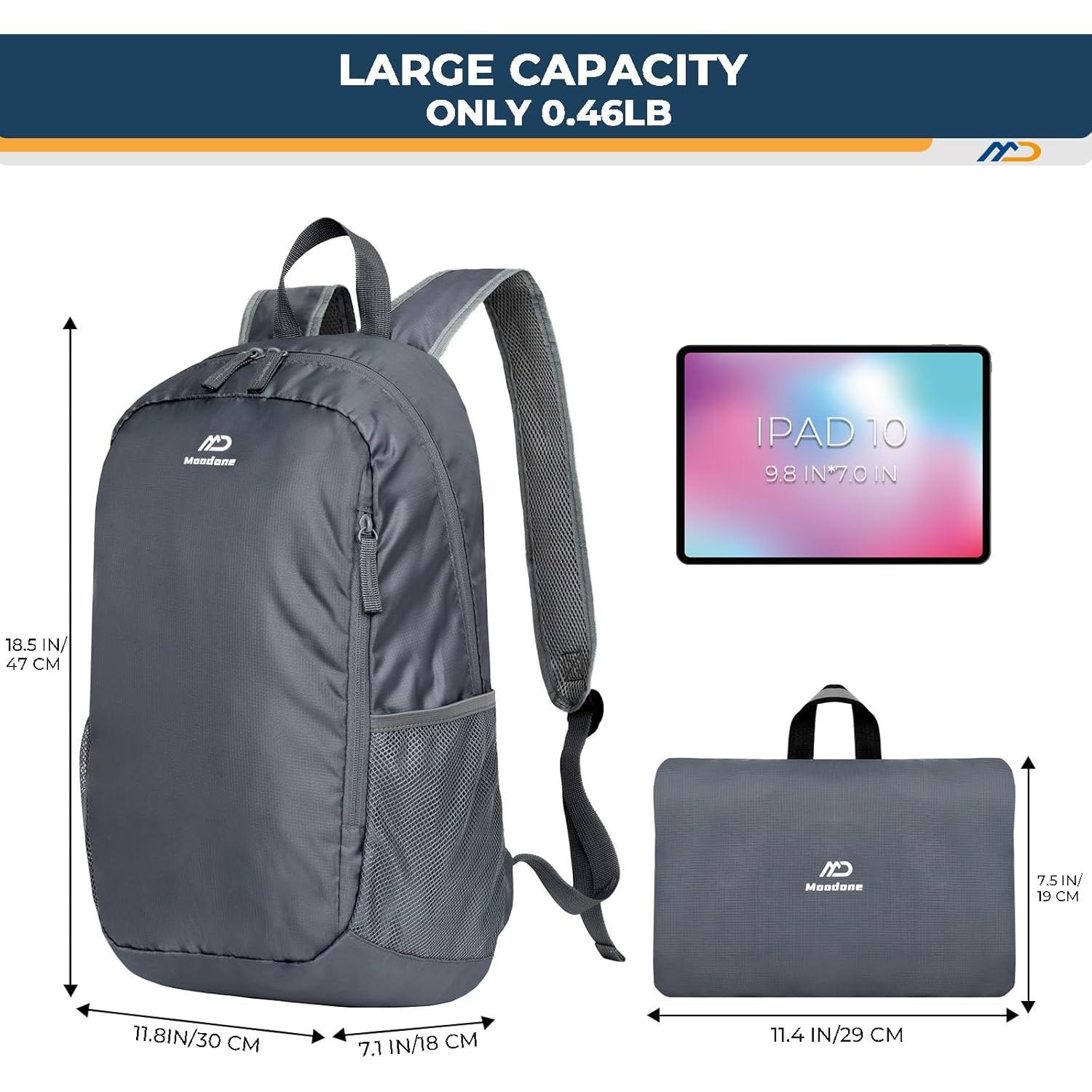 Mochila Plegable Ligera 30L Gris - Compacta Impermeable para Senderismo