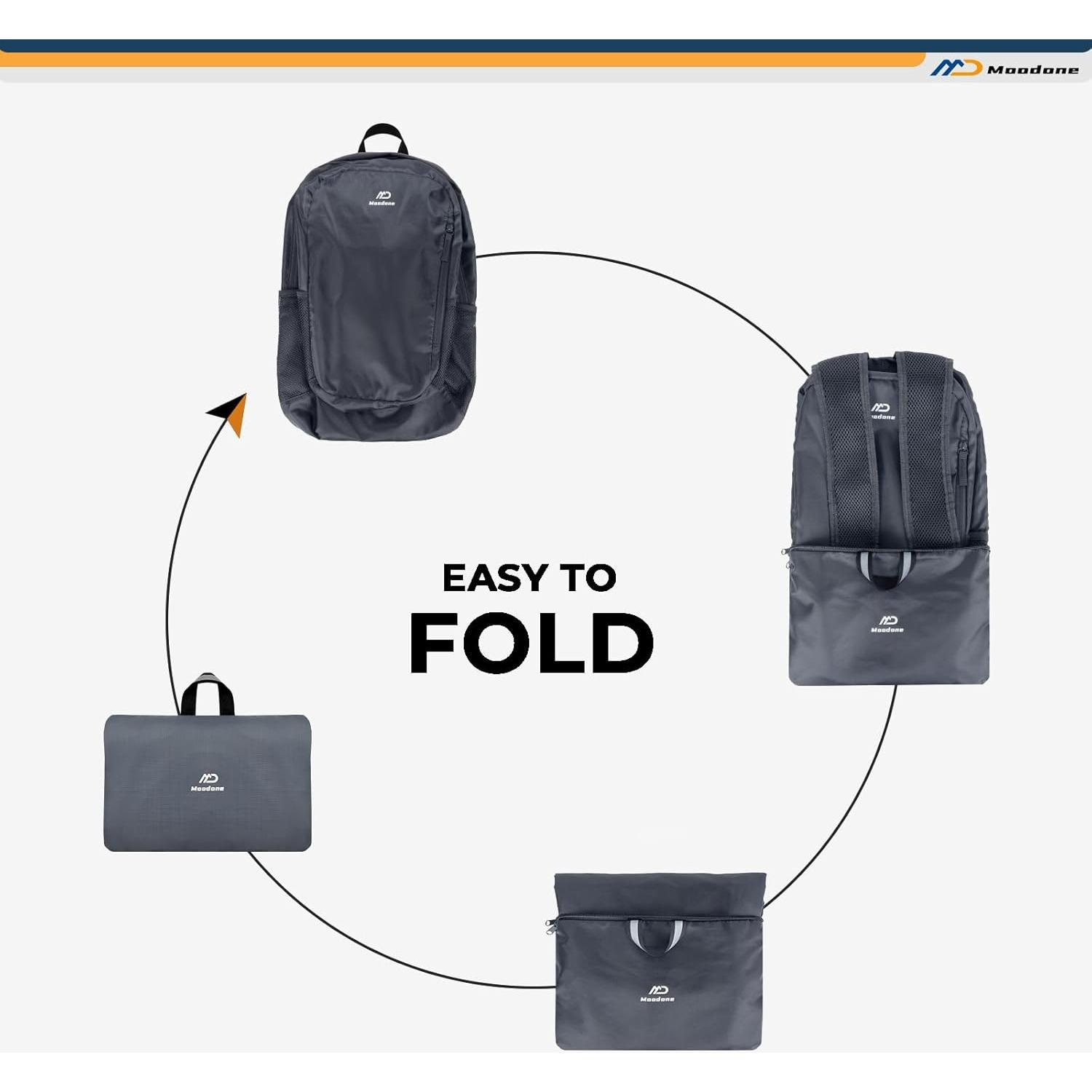 Mochila Plegable Ligera 30L Gris - Compacta Impermeable para Senderismo